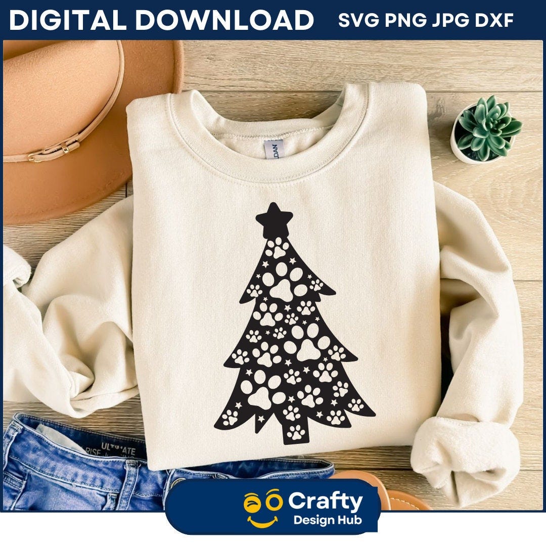 Paw Tree SVG, Paw Christmas Tree svg, Christmas Tree svg, Paw Print Christmas Tree svg, Christmas Png, Pet Christmas Svg, Digital Download