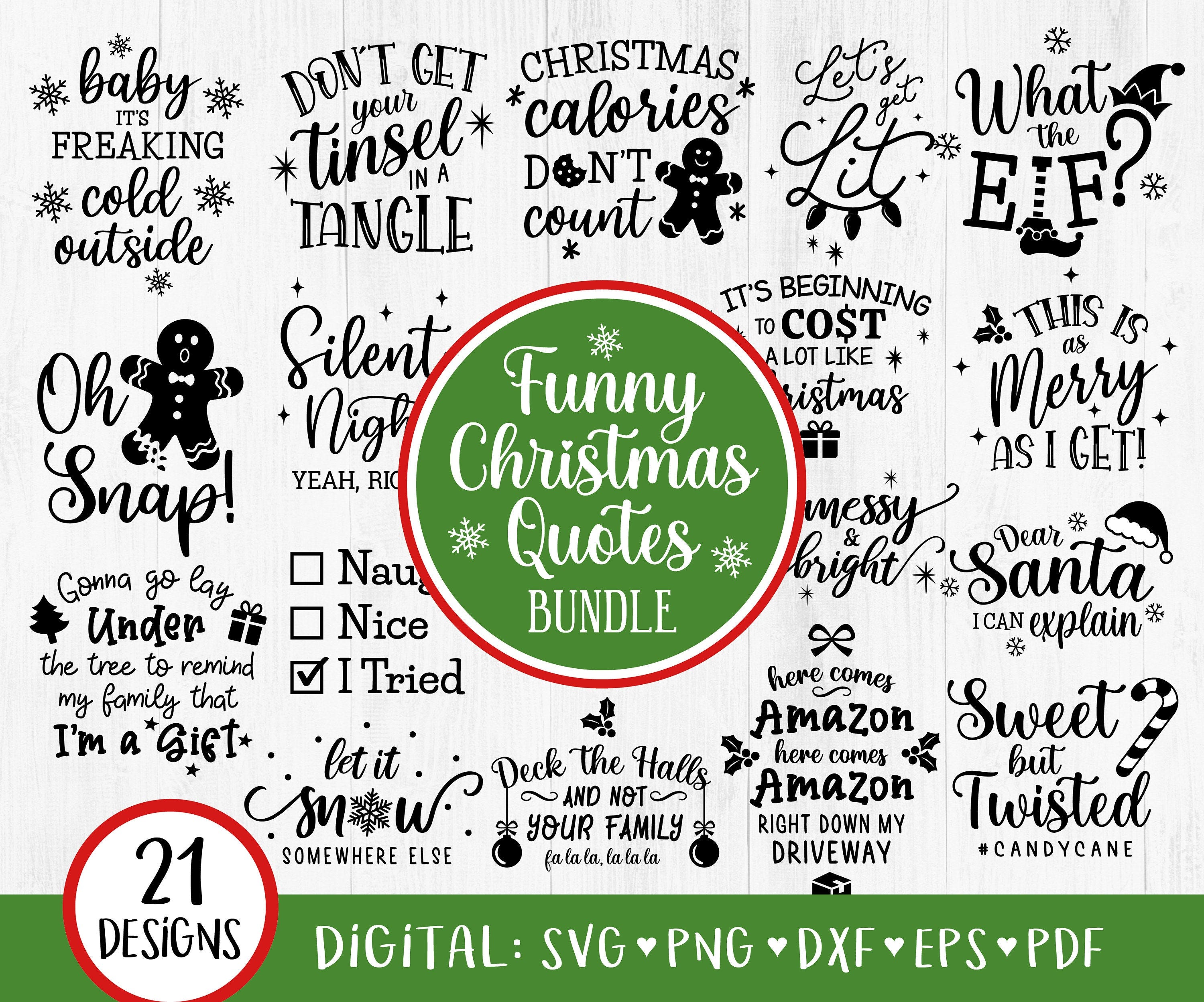 21 Funny Christmas Quotes SVG Bundle, Silhouette Christmas svg, Funny Christmas SVG bundle, Funny Quotes, Adult Christmas svg, DIGITAL