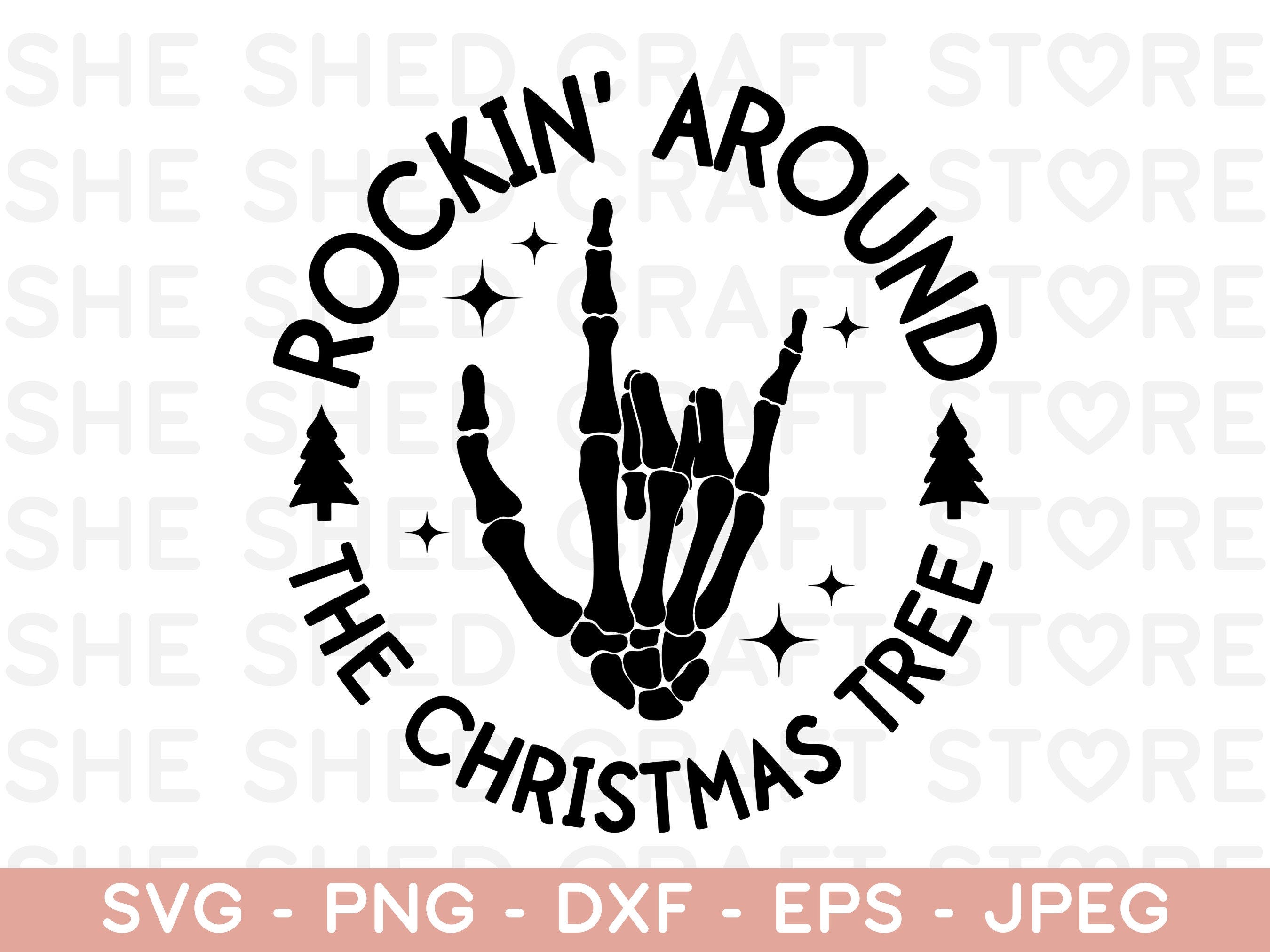 Christmas Tree SVG, Rockin Around SVG, Christmas Tree Svg, Holiday Svg, Christmas Svg, Minimal Merry Xmas Svg, Rockin Around PNG, Cut File