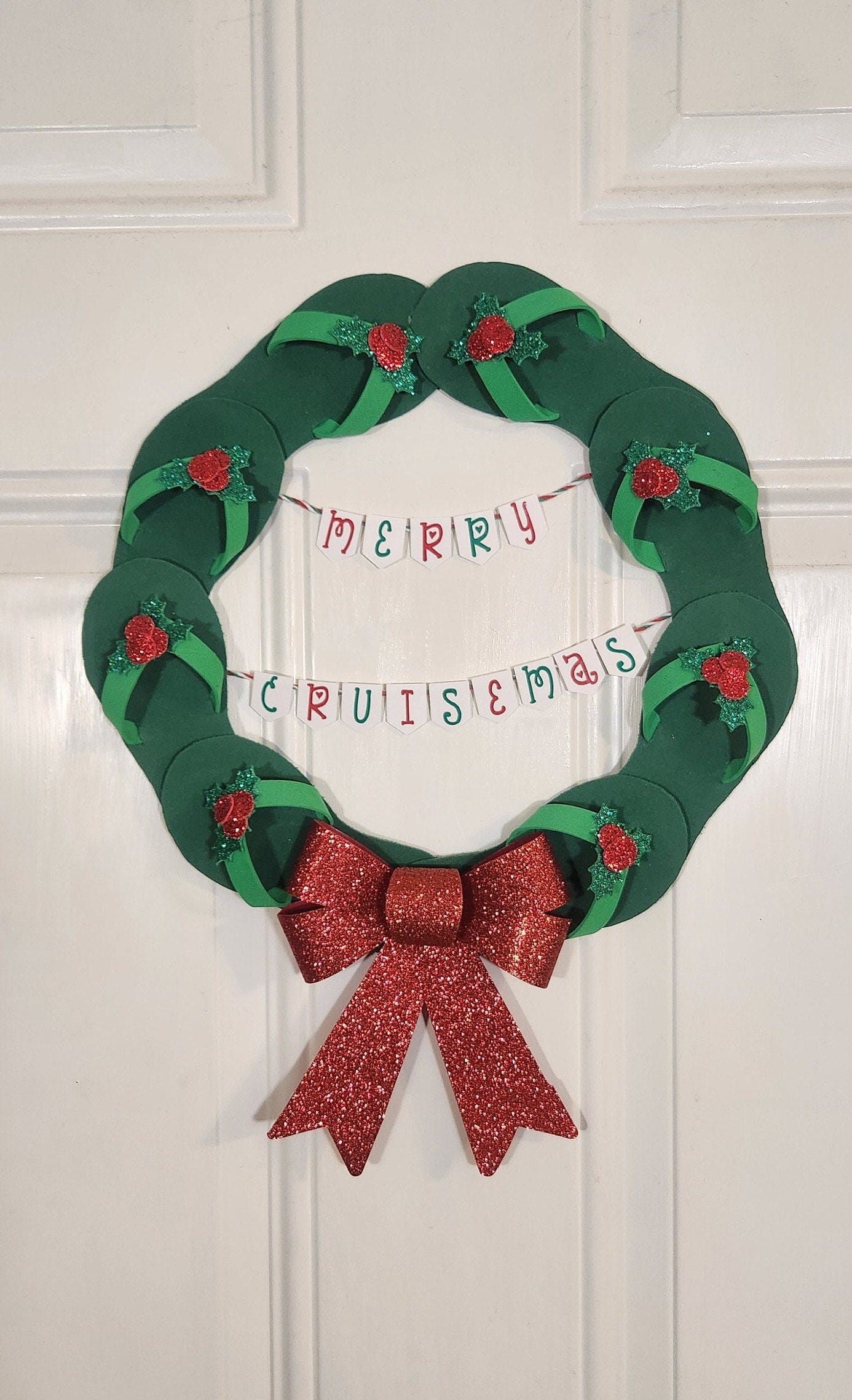 Christmas Cruise Flip Flop Wreath for Cruise Cabin Door, Cruise Cabin Decoration