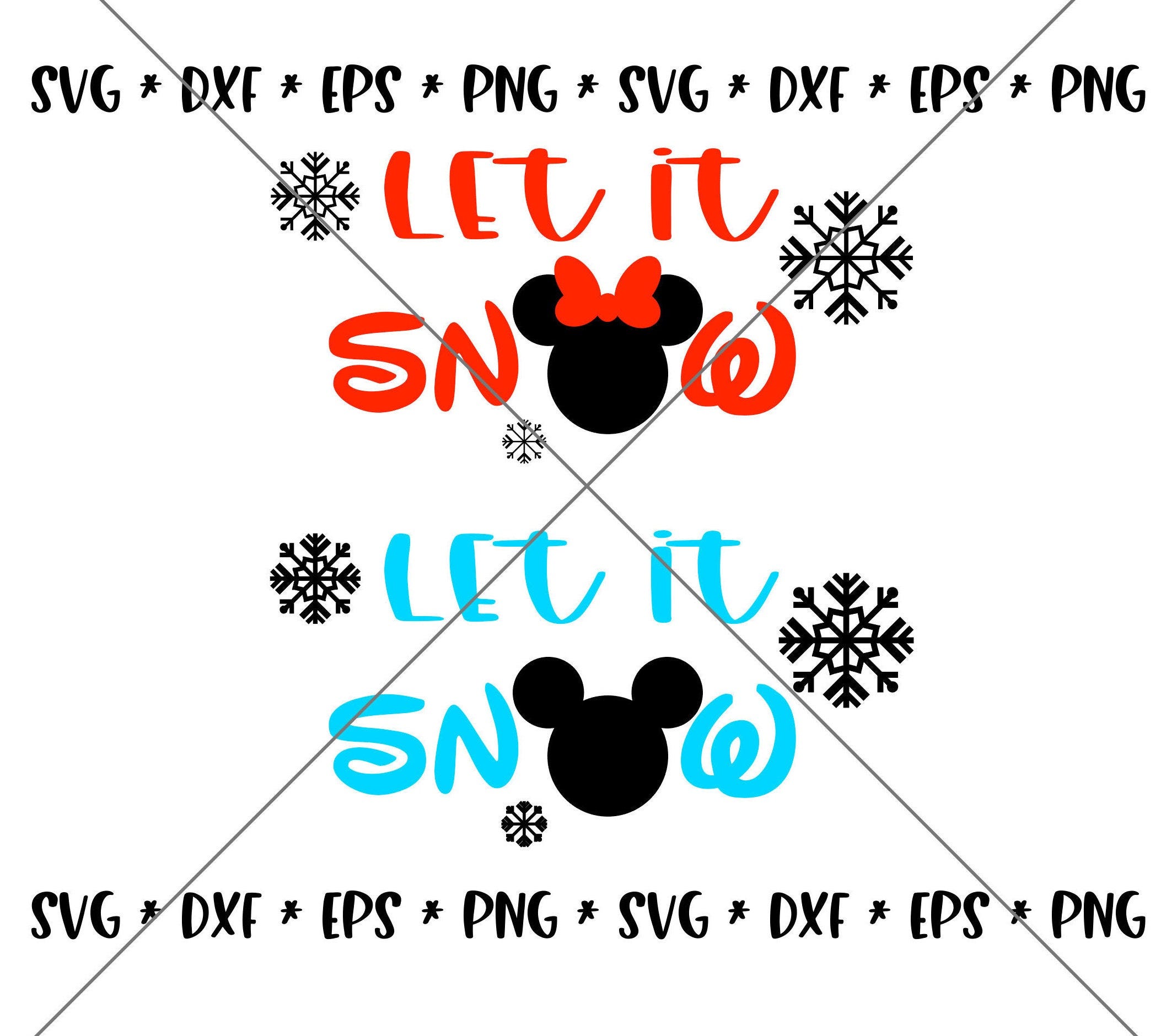 SALE!! Let It Snow Mouse SVG Disney svgs DXF eps png Instant Download File Mickey Disney World Family Holiday Trip Silhouette--X16