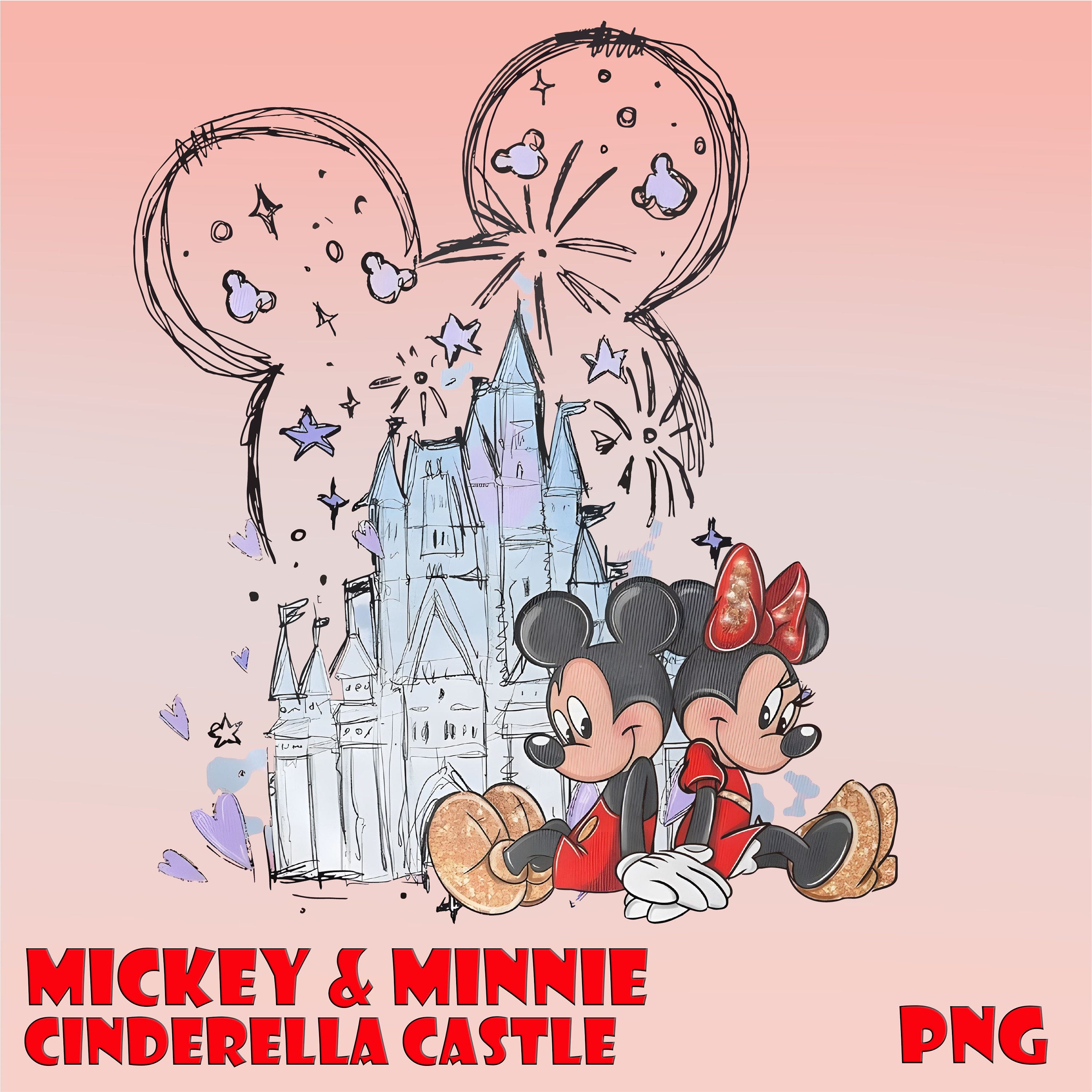 Mickey and Friends Mickey and Minnie Cinderella Castle 2023 PNG Images Bundle