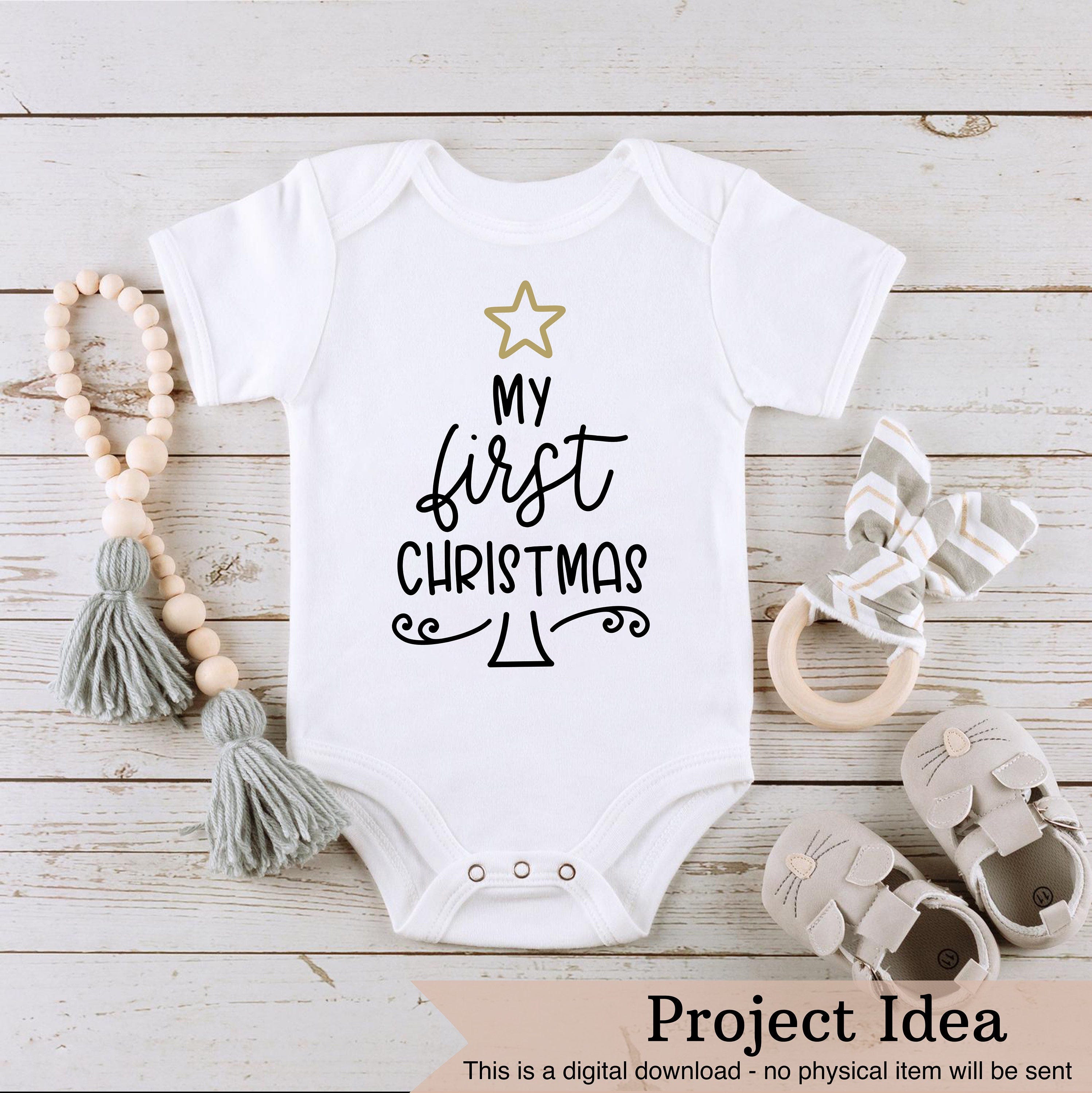 My first Christmas SVG PNG Files for cutting machines, digital clipart, word art, christmas tree, star, modern, baby