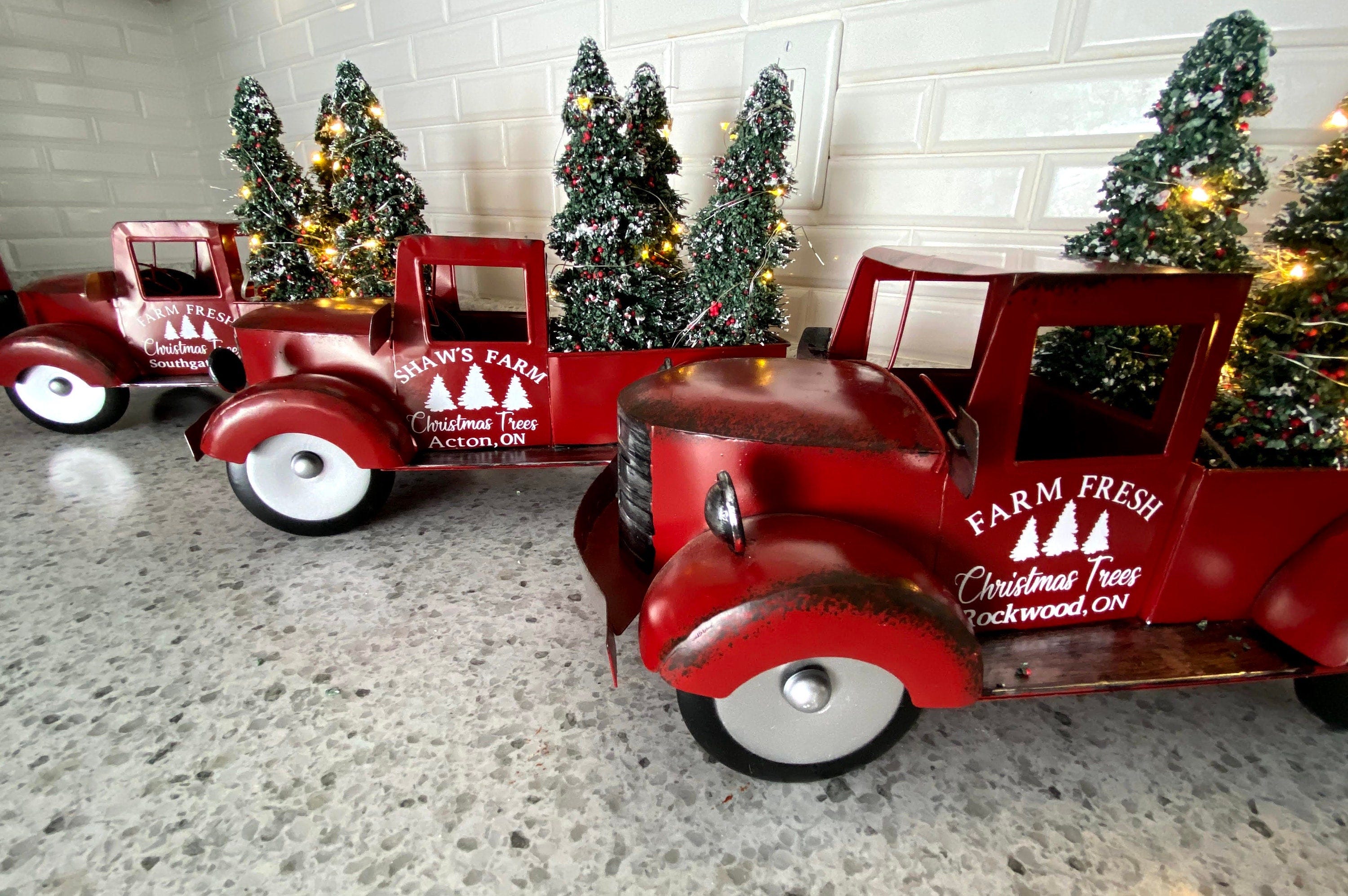 Personalized Christmas Truck with Trees and lights