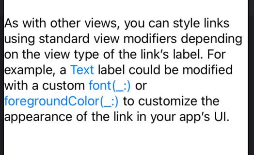 Text that reads “As with other view, you can style links using standard view modifiers depending on the view type of the link