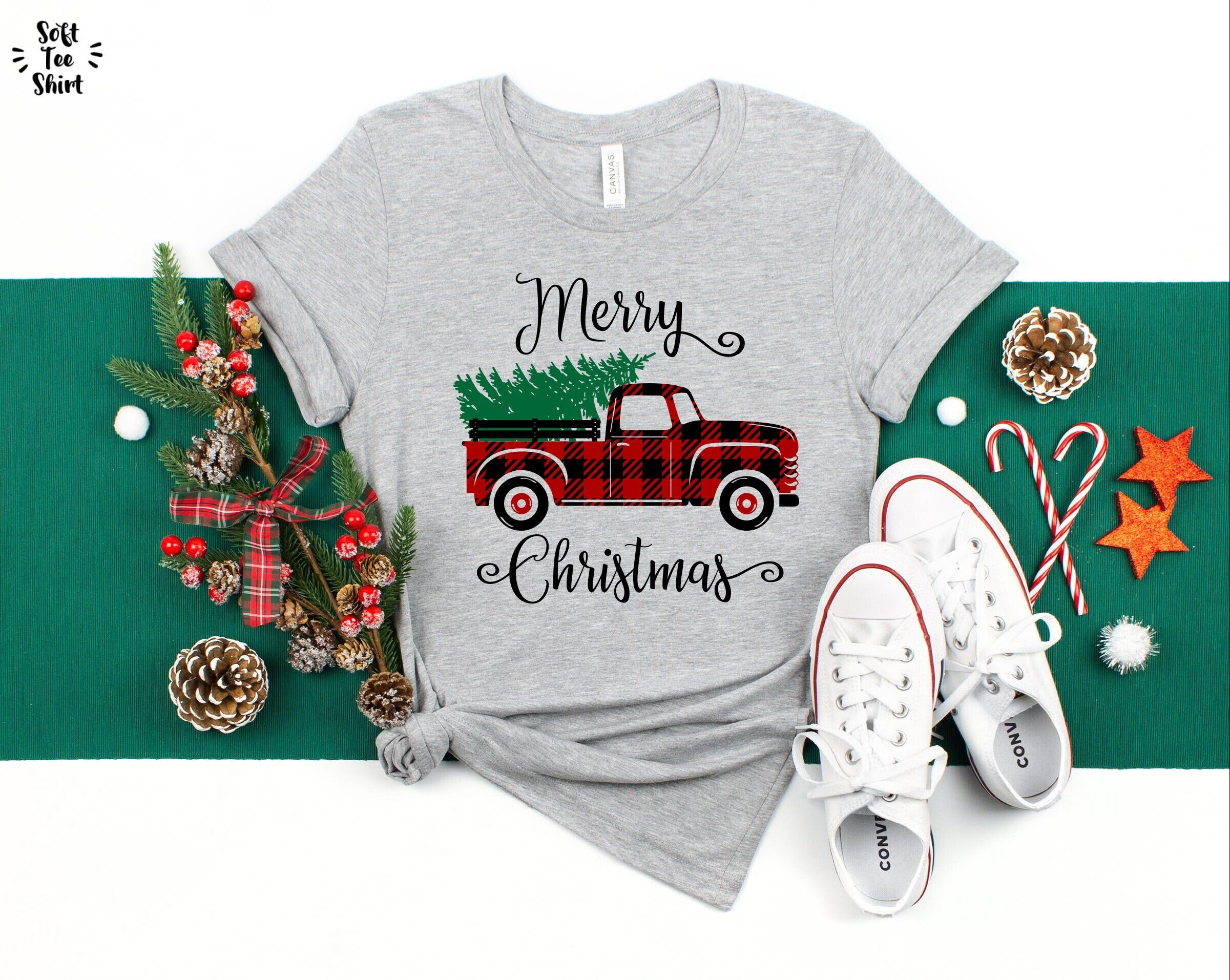 Christmas Truck Shirt, Christmas Shirt, Merry Christmas, Holiday Shirt, Christmas Tree Shirt, Buffalo Plaid Truck, Christmas Pajamas