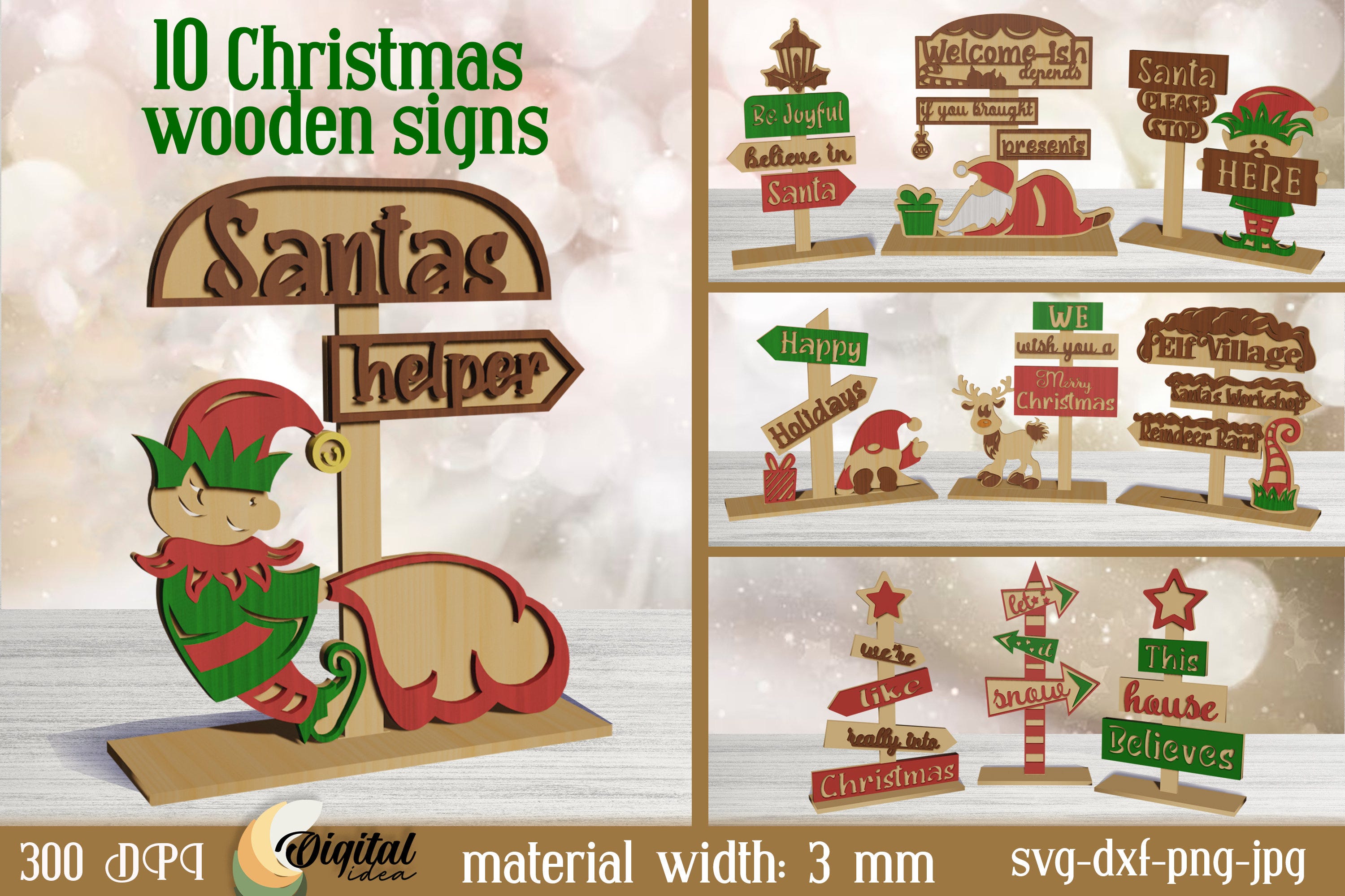 3D Christmas wooden signs bundle, Christmas signs lasercut, Christmas stands laser cut, Christmas welcome signs