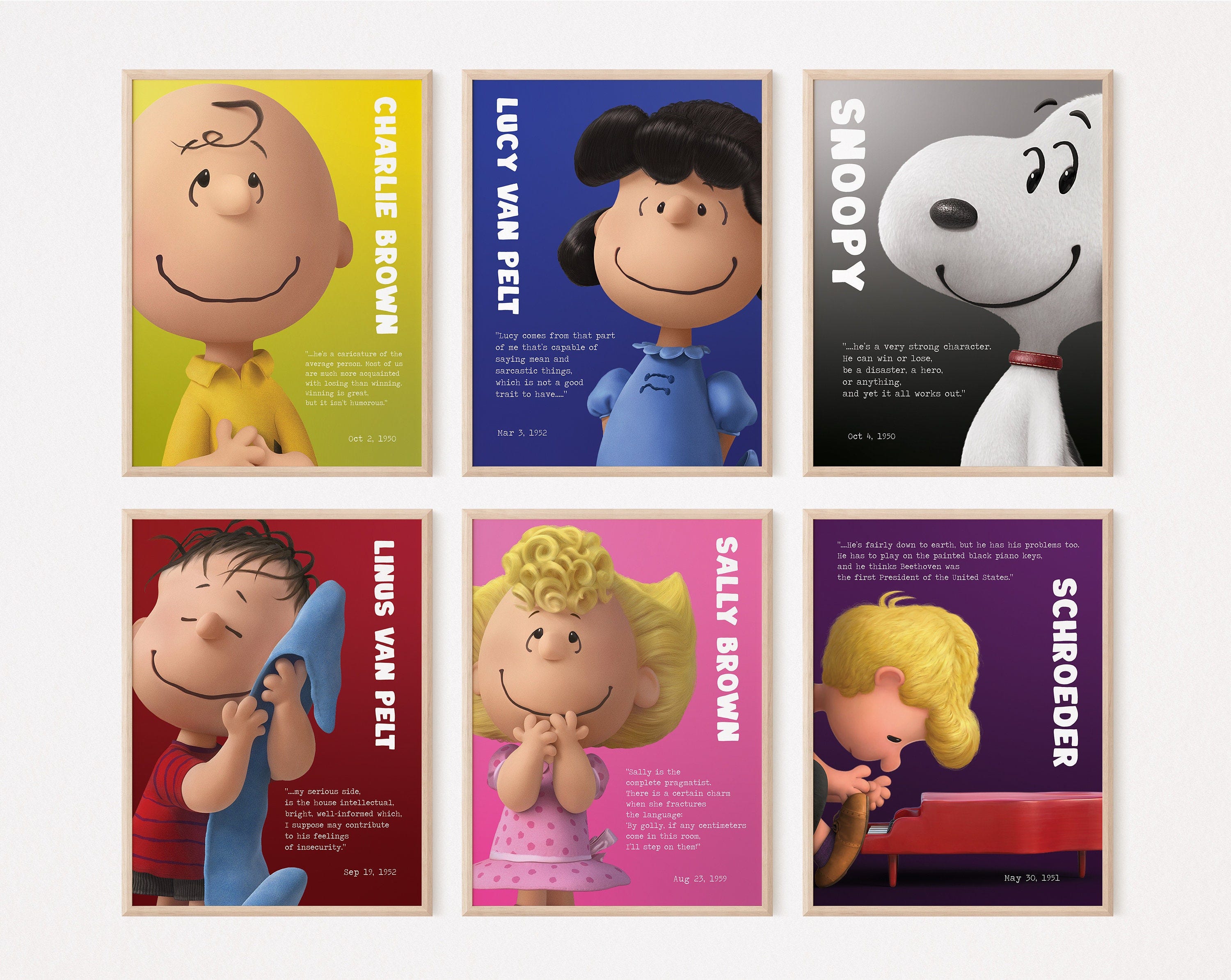 10 Peanuts/Snoopy/Charlie Brown Characters Poster/Bedroom Printable/Wall Art/Classroom Decor/Elementary High Middle School Kindergarten/L1