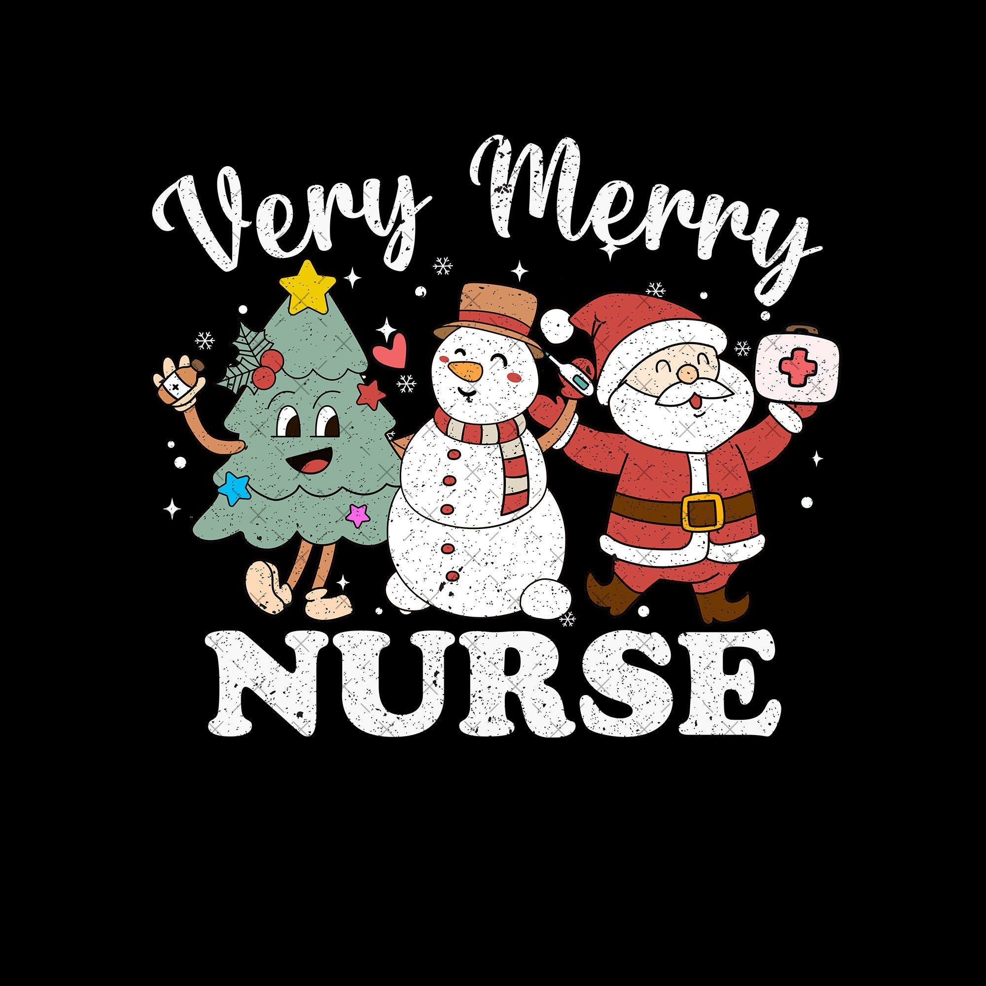 Very Merry Nurse Christmas Retro PNG Merry Christmas Nurse PNG