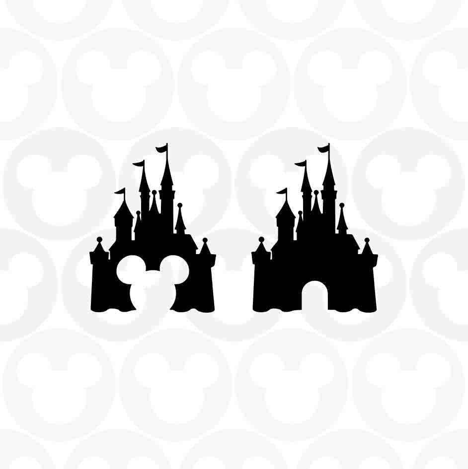 Mickey Mouse, Castle, Head Ears Bow, Svg Png Formats, Instant Download, Silhouette Cameo, Cricut