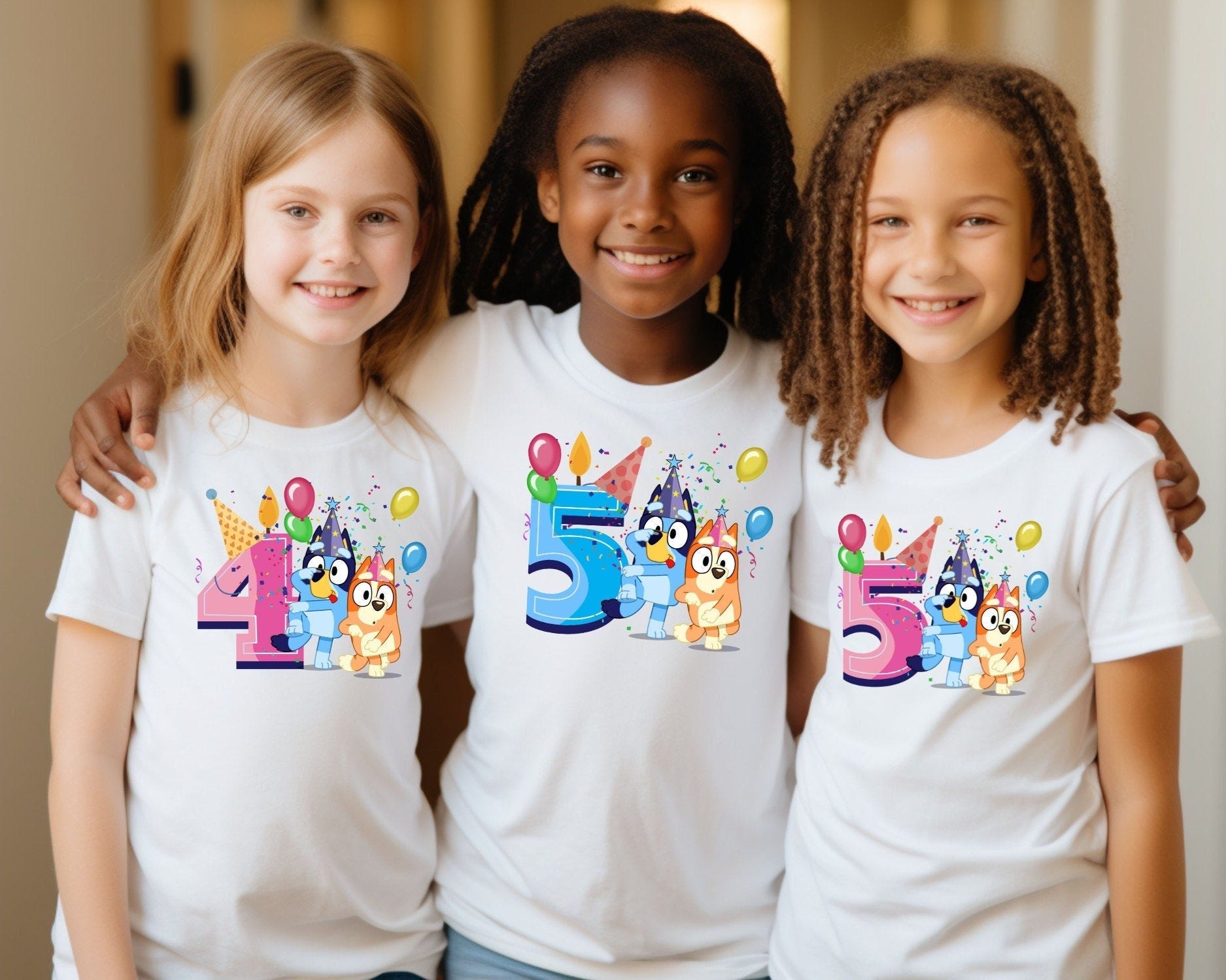 Custom Bluey Birthday Number Shirt, Personalized Bluey Shirt, Gift For Kids, Birthday Party Tee, Bluey Bingo Shirt, Boy Girl Birthday, S016