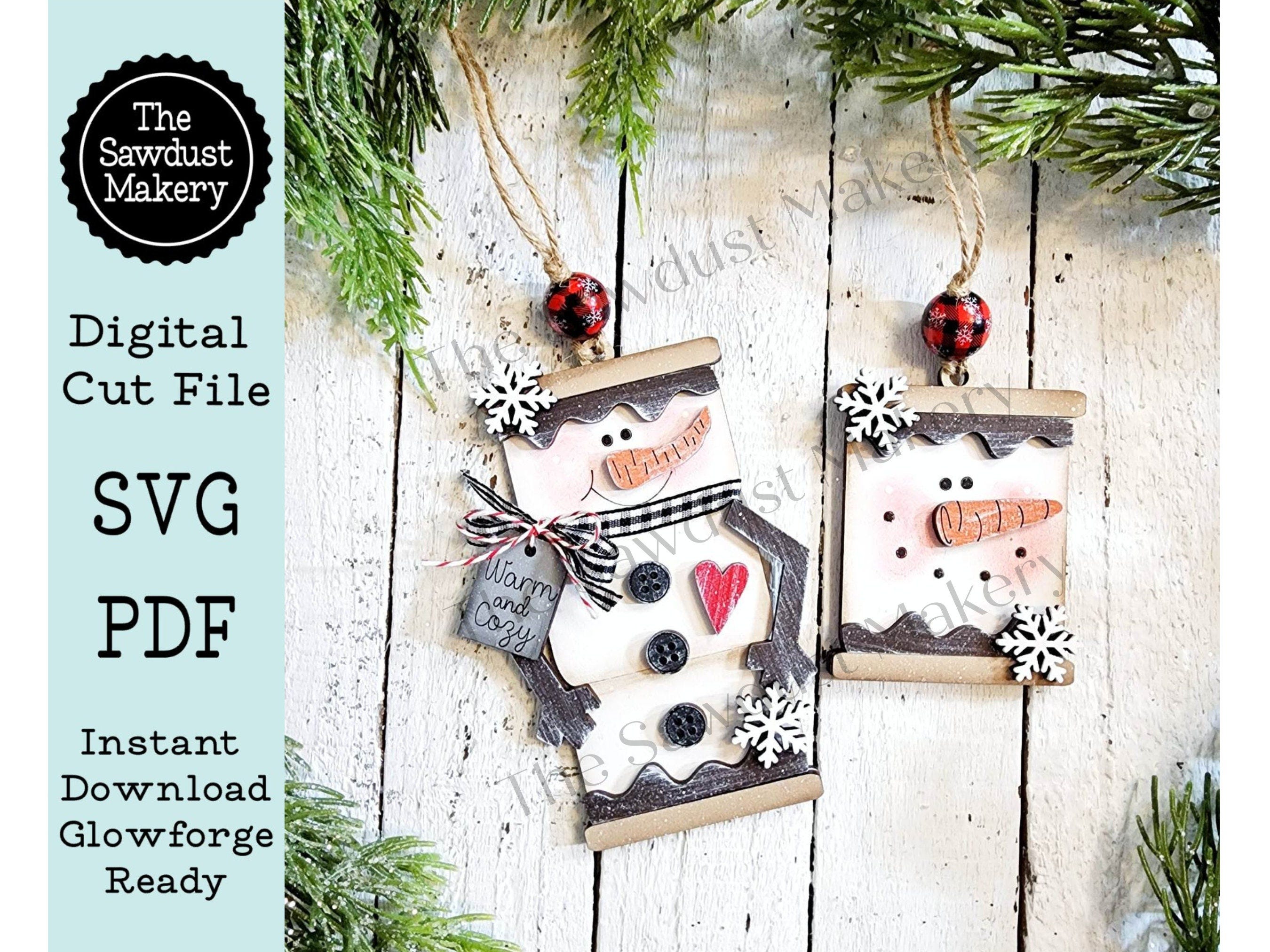 Marshmallow Snowman Christmas Ornament SVG File | Laser Cut File | Christmas Ornament SVG | Snowman Ornament svg | Smores Ornament svg