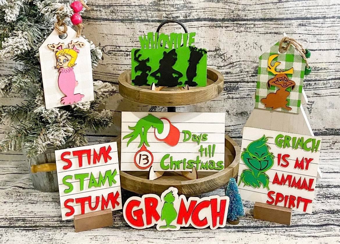 Grinch Tiered Tray Svg | Grinch Tier Tray Svg | Laser Ready Files | Glowforge Files | Grinch Signs Svg |