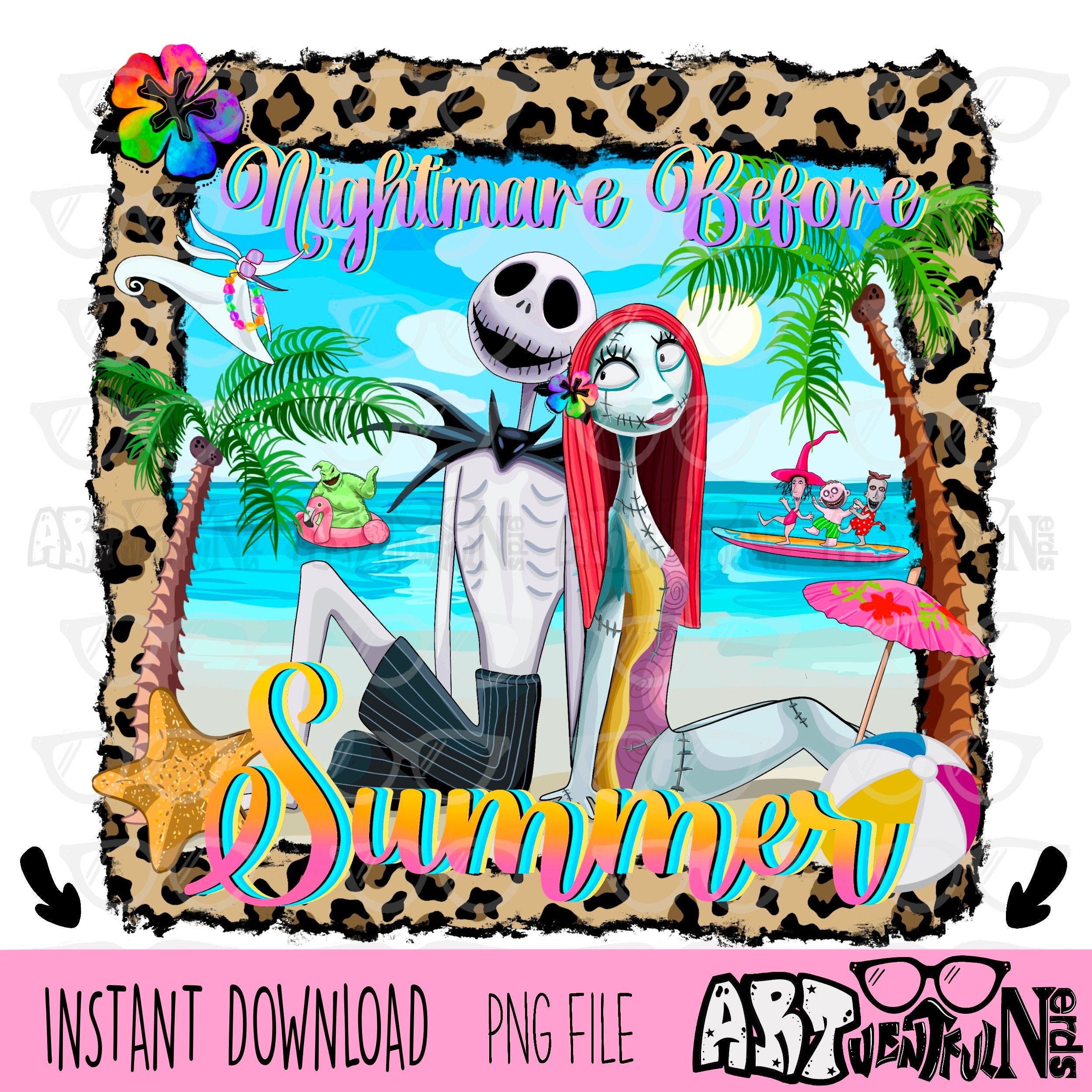5 Files Nightmare Before Summer DIGITAL DOWNLOAD sublimation design 300 dpi PNG for shirts mugs transfers aprons tumblers Halloween humor