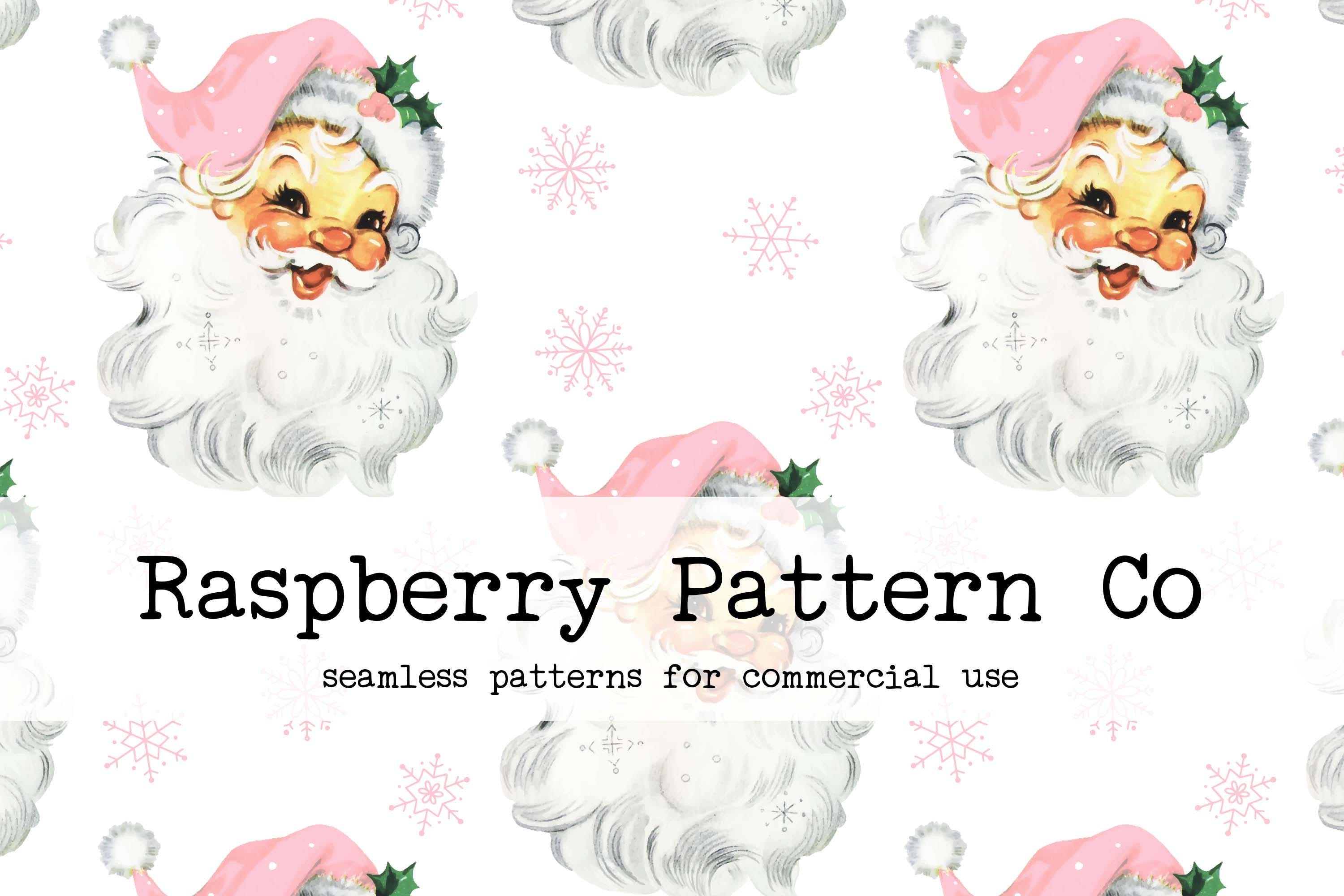 Pink Retro Vintage Santa Seamless Pattern for Commercial Use, Pink Christmas seamless repeat pattern, Pink Santa seamless, retro Christmas