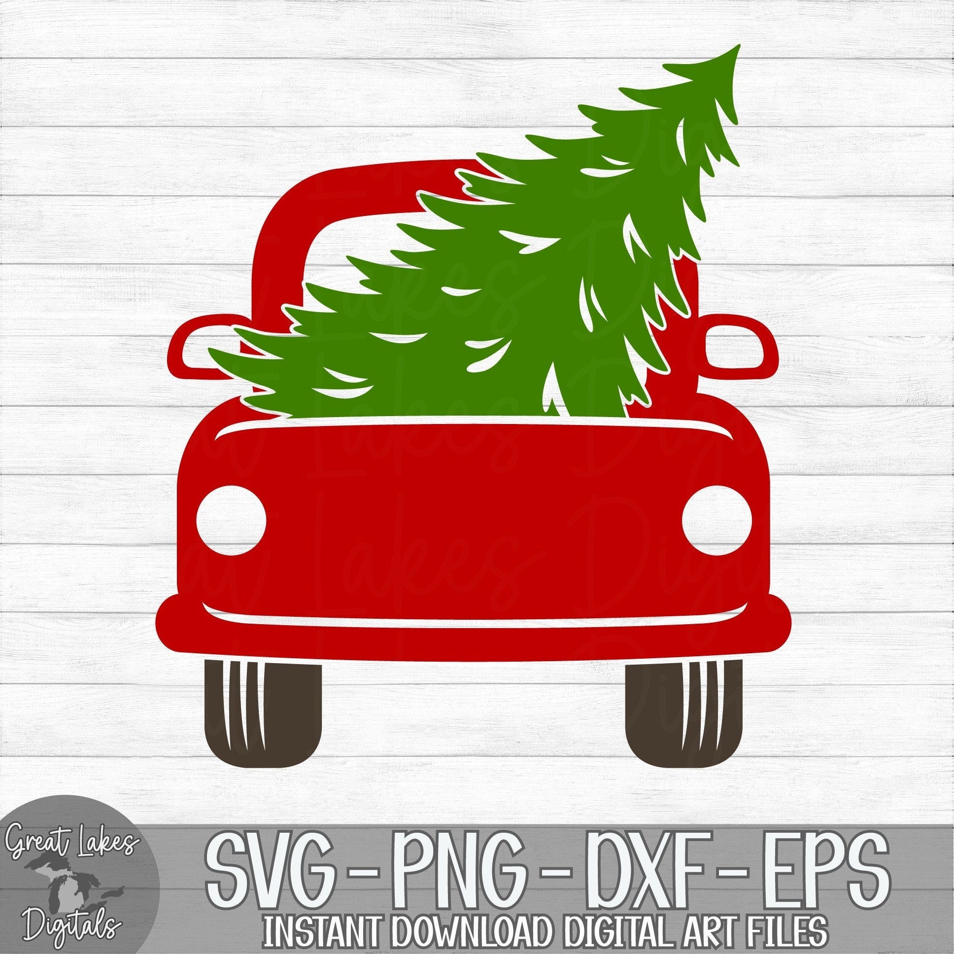 Christmas Truck & Tree - Instant Digital Download - svg, png, dxf, and eps files included! Back of Truck, Christmas Tree