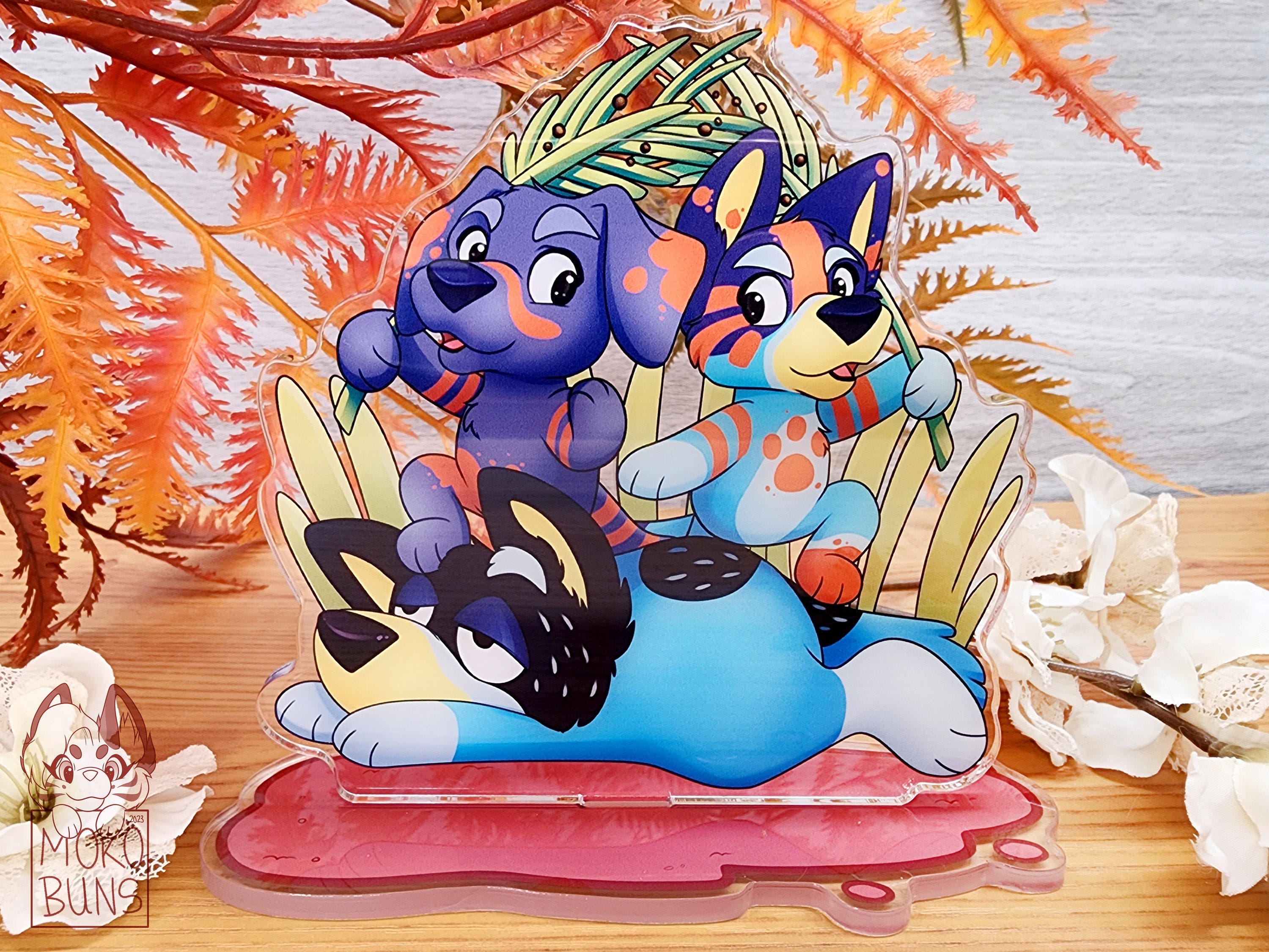 Bluey and Jean Luc in the Wild Pig Hunt Standee