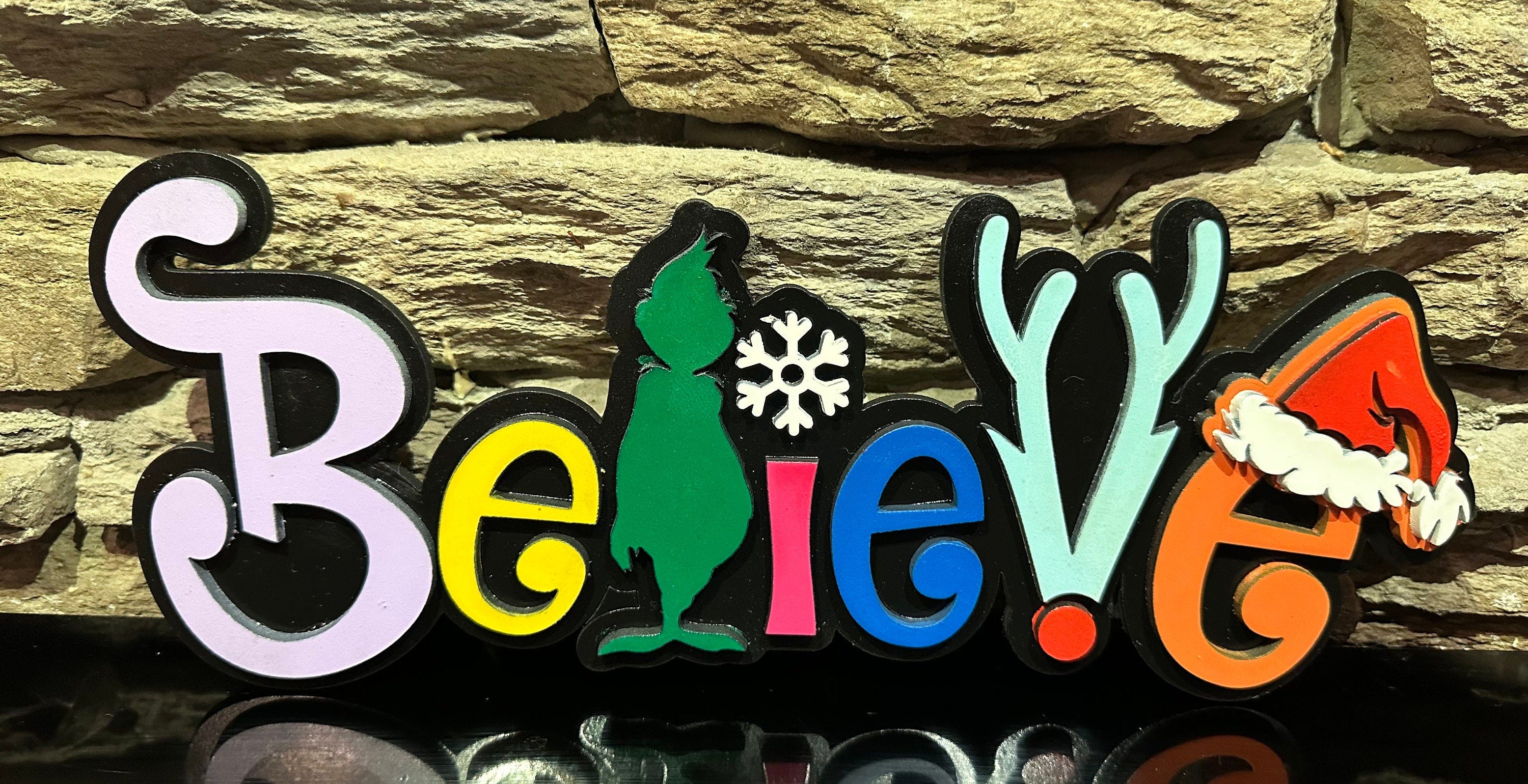 Grinch Believe SVG PNG Sign Christmas Glowforge, Laser 12\ x 5\""