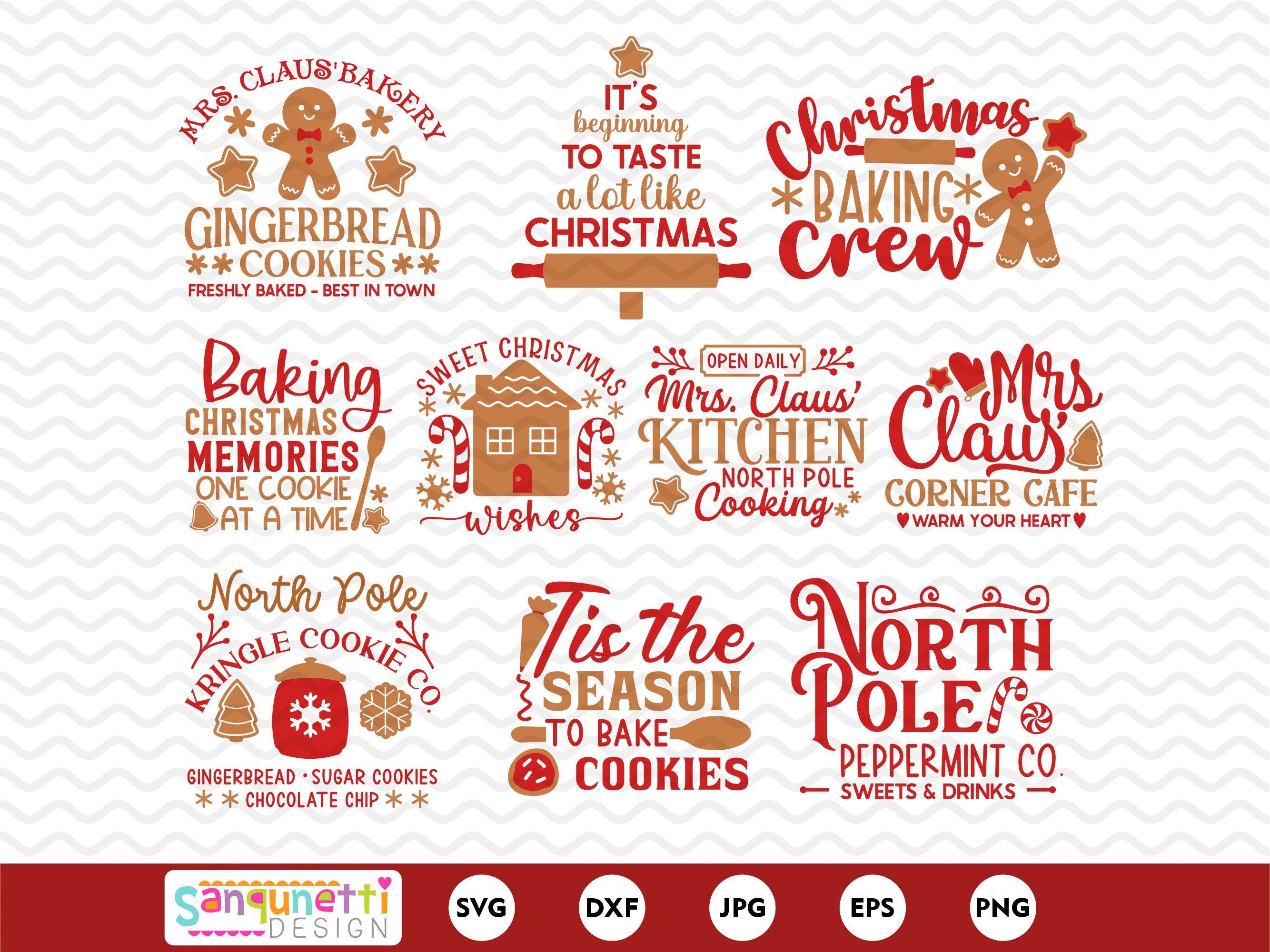 Christmas Baking SVG Bundle, Mrs Claus SVG, Christmas baking clipart