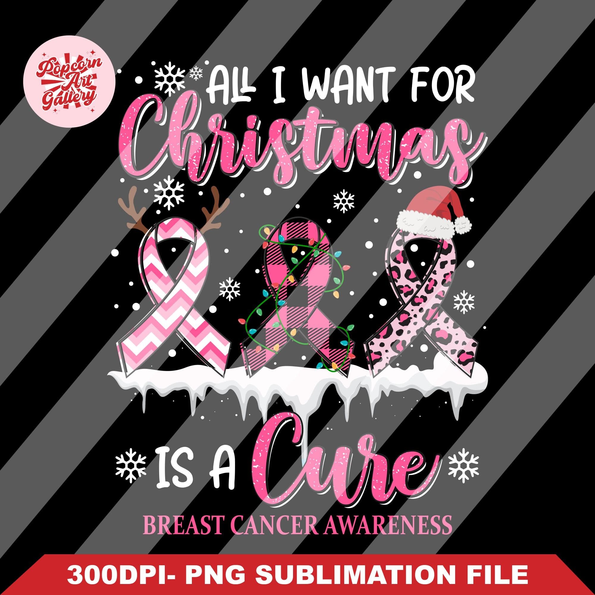 All i want for Christmas is a cure Breast Cancer Png, Breast cancer awareness, Cancer awareness, Pink ribbon png, cancer ribbon Png