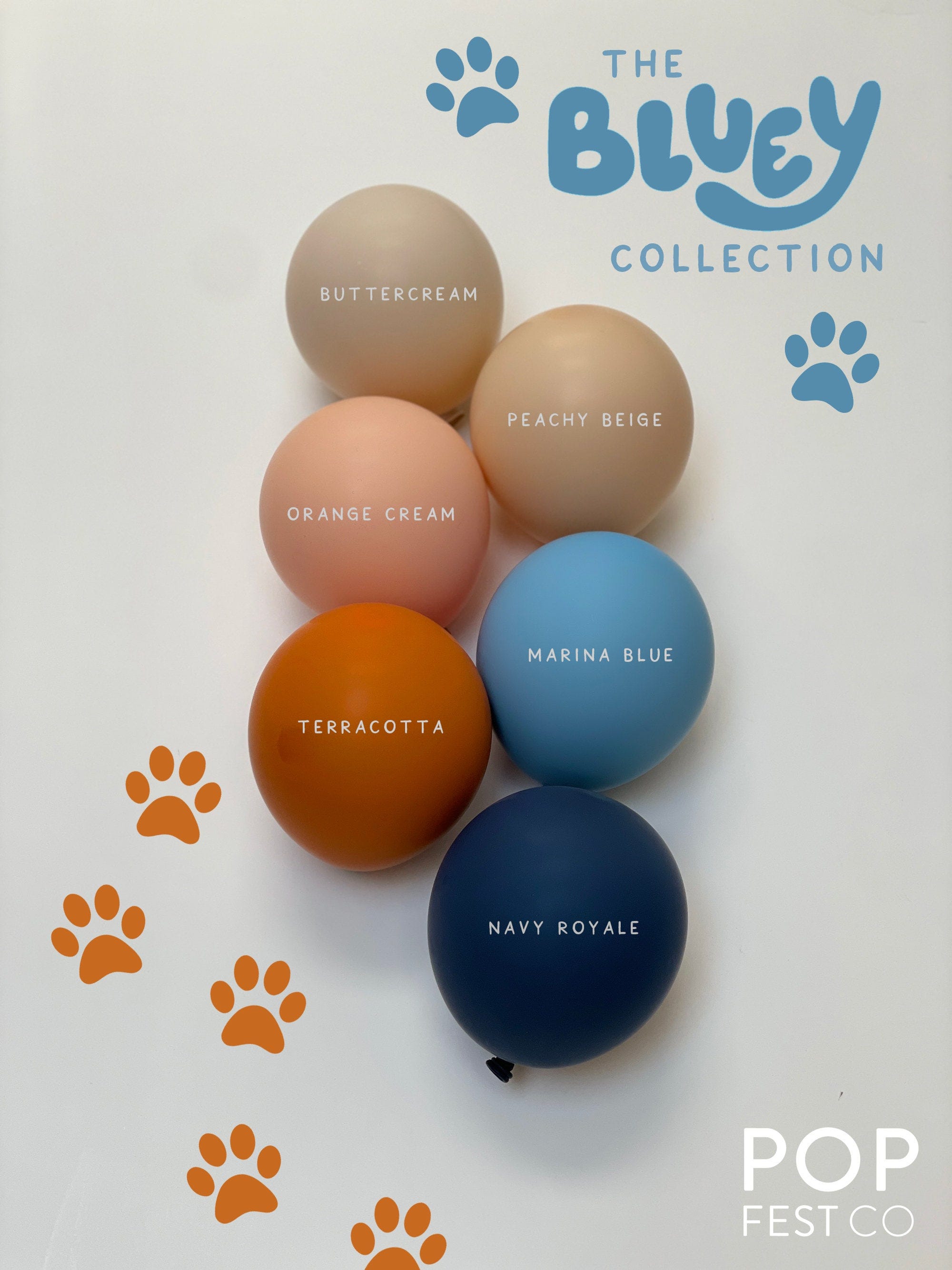 Bluey Puppy Dog DIY Double Stuffed MATTE Balloon Garland Kit | Blue Orange Beige Balloon Arch, Baby Birthday, Baby Boy Shower Decor, Cartoon