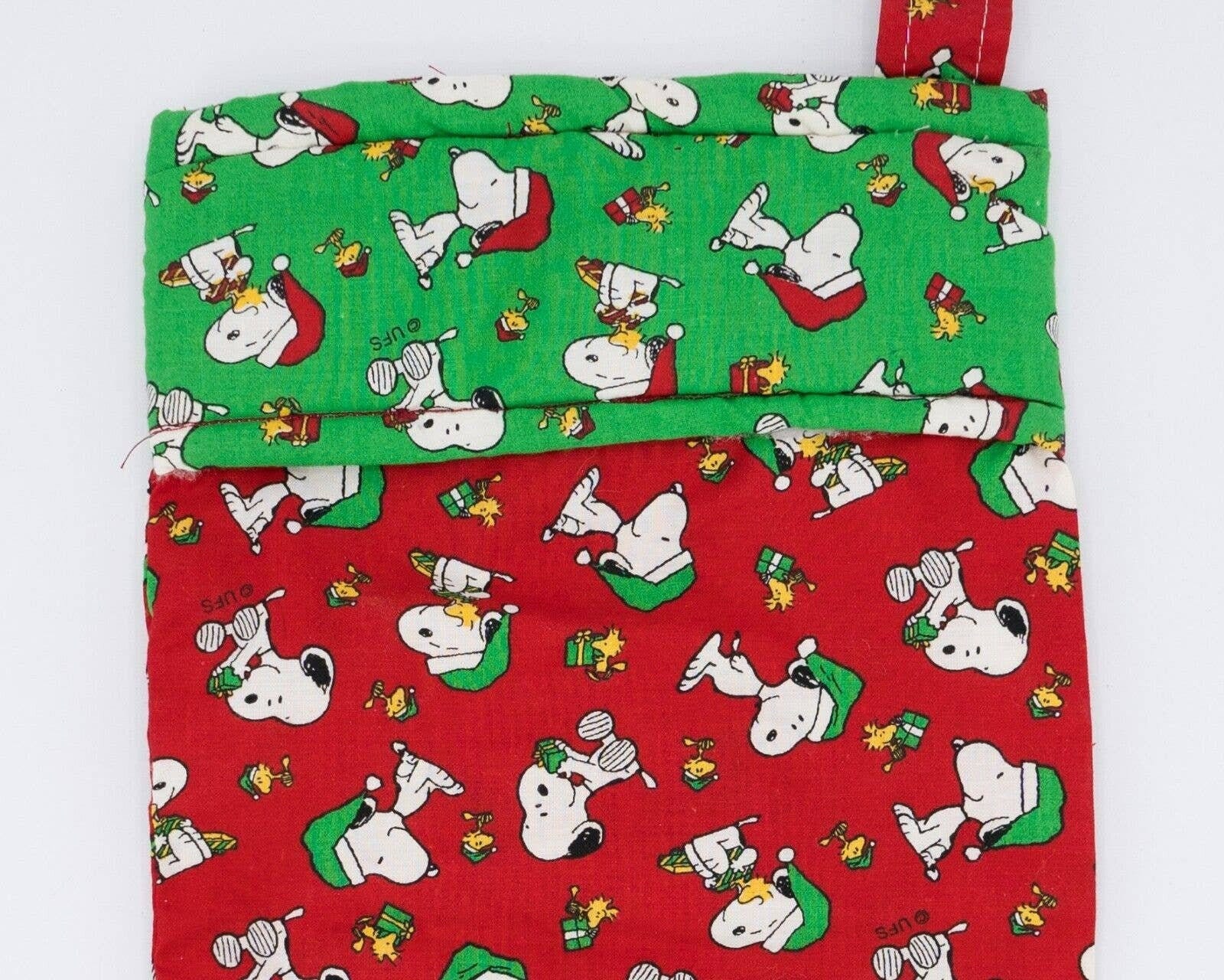 Vintage 19" Snoopy Woodstock Christmas Stocking Handmade Cotton Peanuts