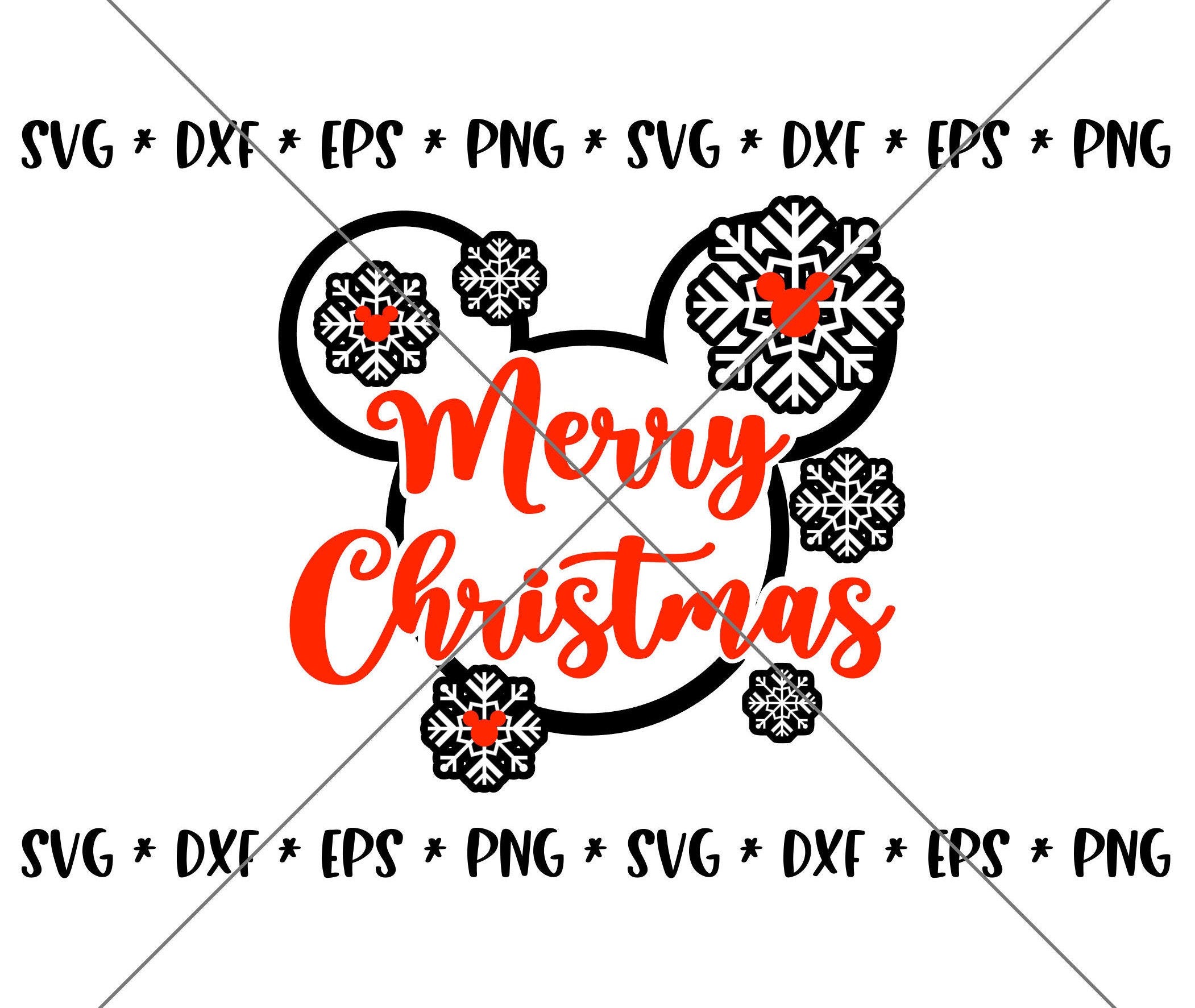 SALE!! Christmas Snowflakes Mouse SVG Disney svgs DXF eps png Instant Download File Mickey Disney World Family Holiday Trip Silhouette--X07