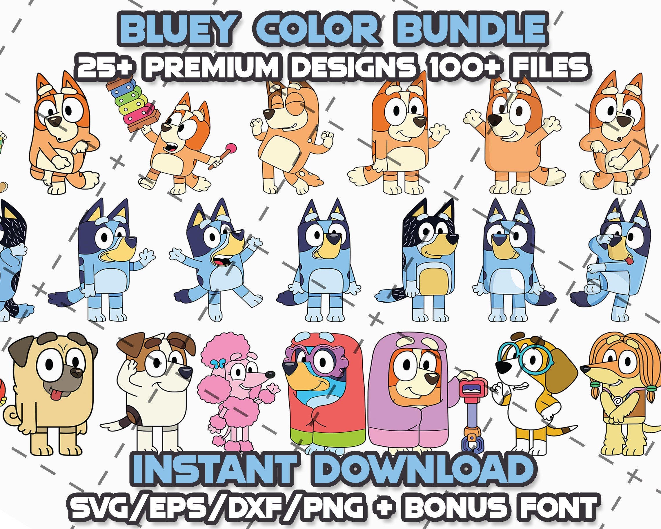 BLUE DOG BUNDLE Svg Png Eps Dxf Cricut Cameo Print Lazer Engrave File for Diy Crafts Birthdays Shirt Blue Dog Digital Download Cut Files