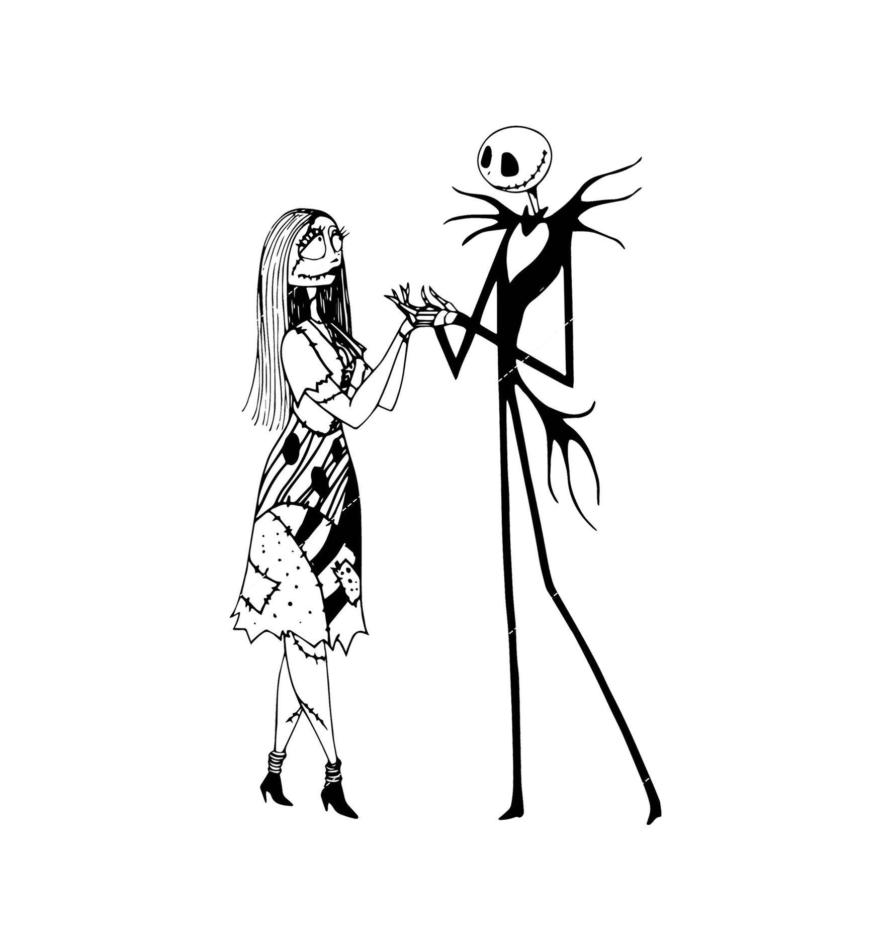 Jack And Sally In Heart SVG, Couple Jack And Sally SVG, The Nightmare Before SVG, Halloween Svg