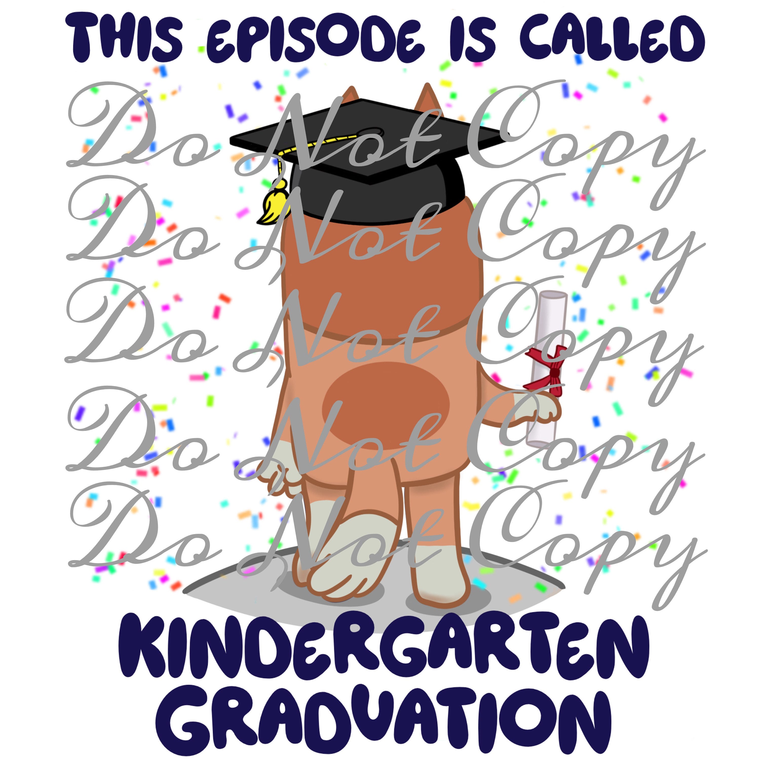 Kindergarten Graduation Blue Dog Bingo Black Cap PNG || Digital Download