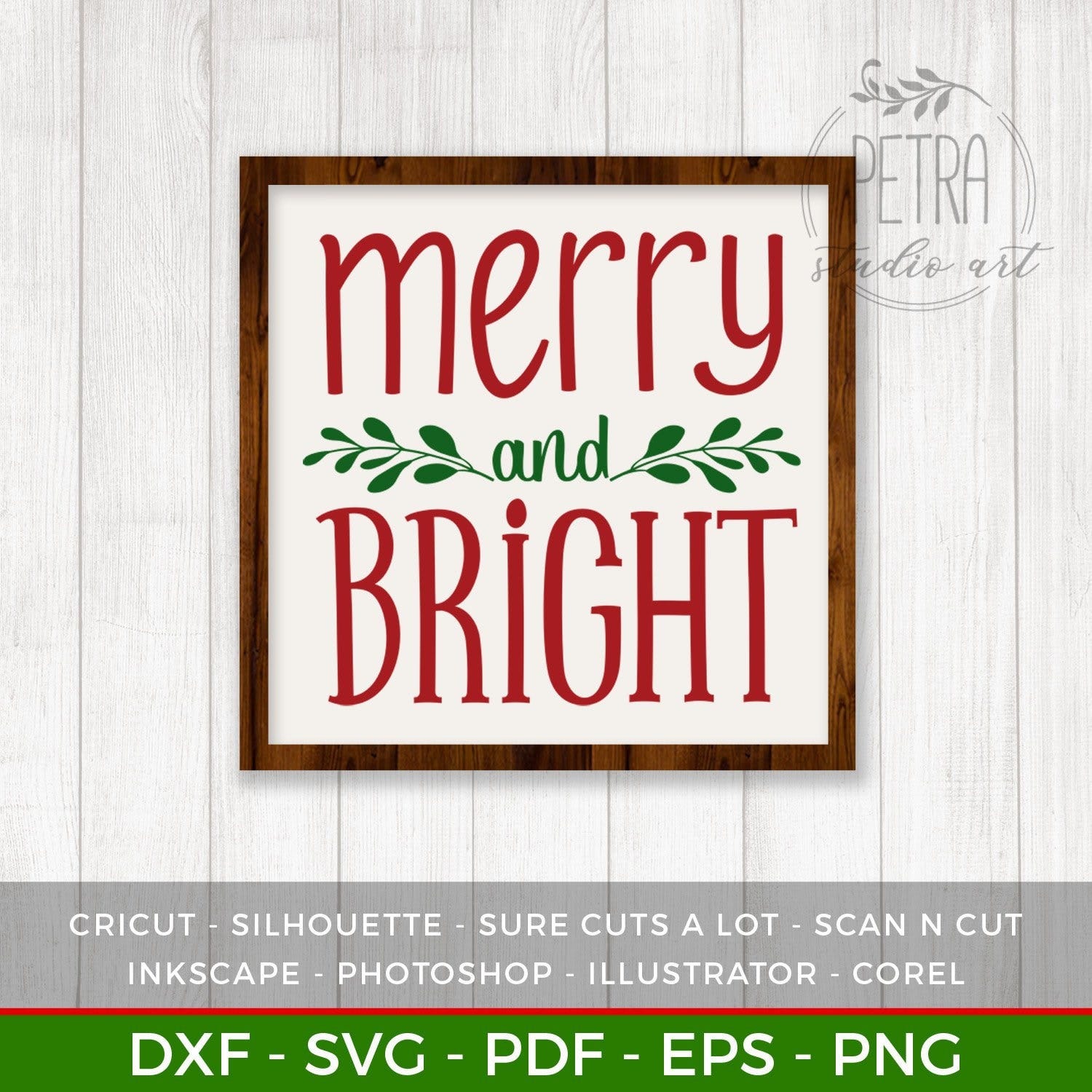 Merry and Bright Svg Dxf Cut File and Printable for Christmas Home Decor and Rustic Sign. Fixer Upper. Personal and small business use.