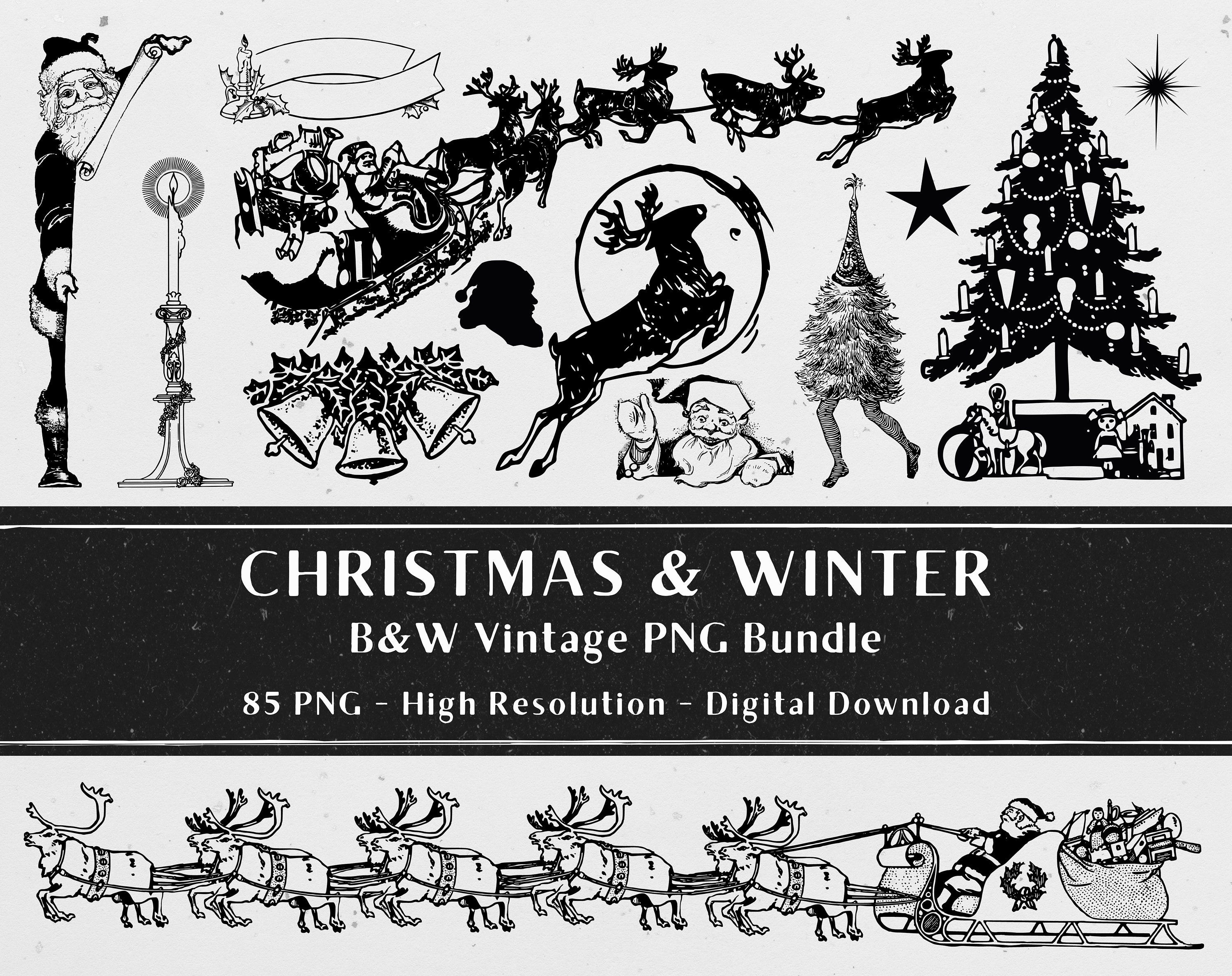 85 Vintage Christmas Winter Clipart PNG Bundle, Retro Christmas PNG Bundle, Vintage Santa Clipart PNG, Digital Item, Instant Download