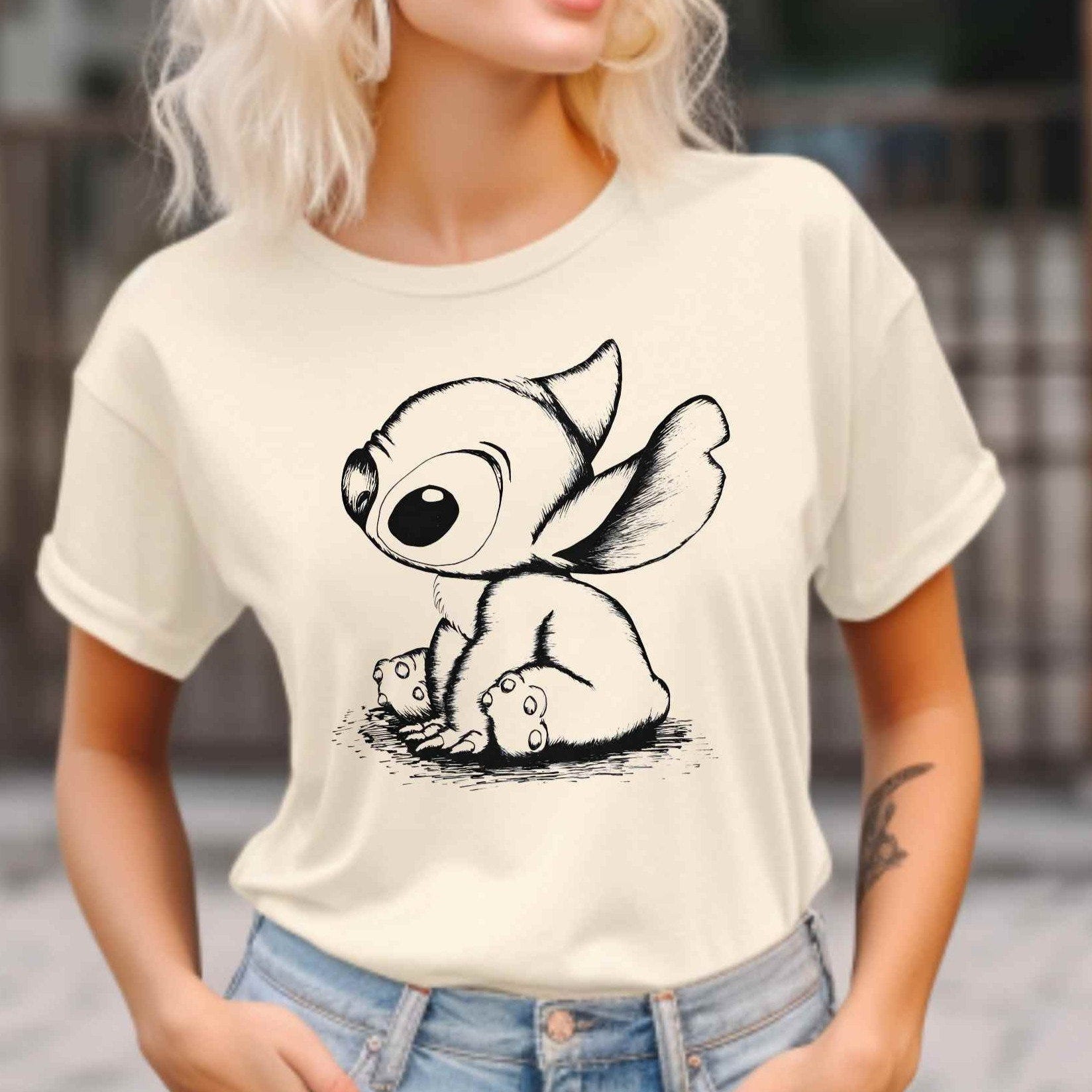 Disney Stitch Sketch Portrait Shirt, Cute Lilo and Stitch Shirt, Disney Matching Shirt, Disneyland Family Shirts, Disney World Trip Shirt