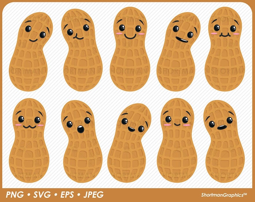 Peanut Faces Clipart - SVG PNG Download