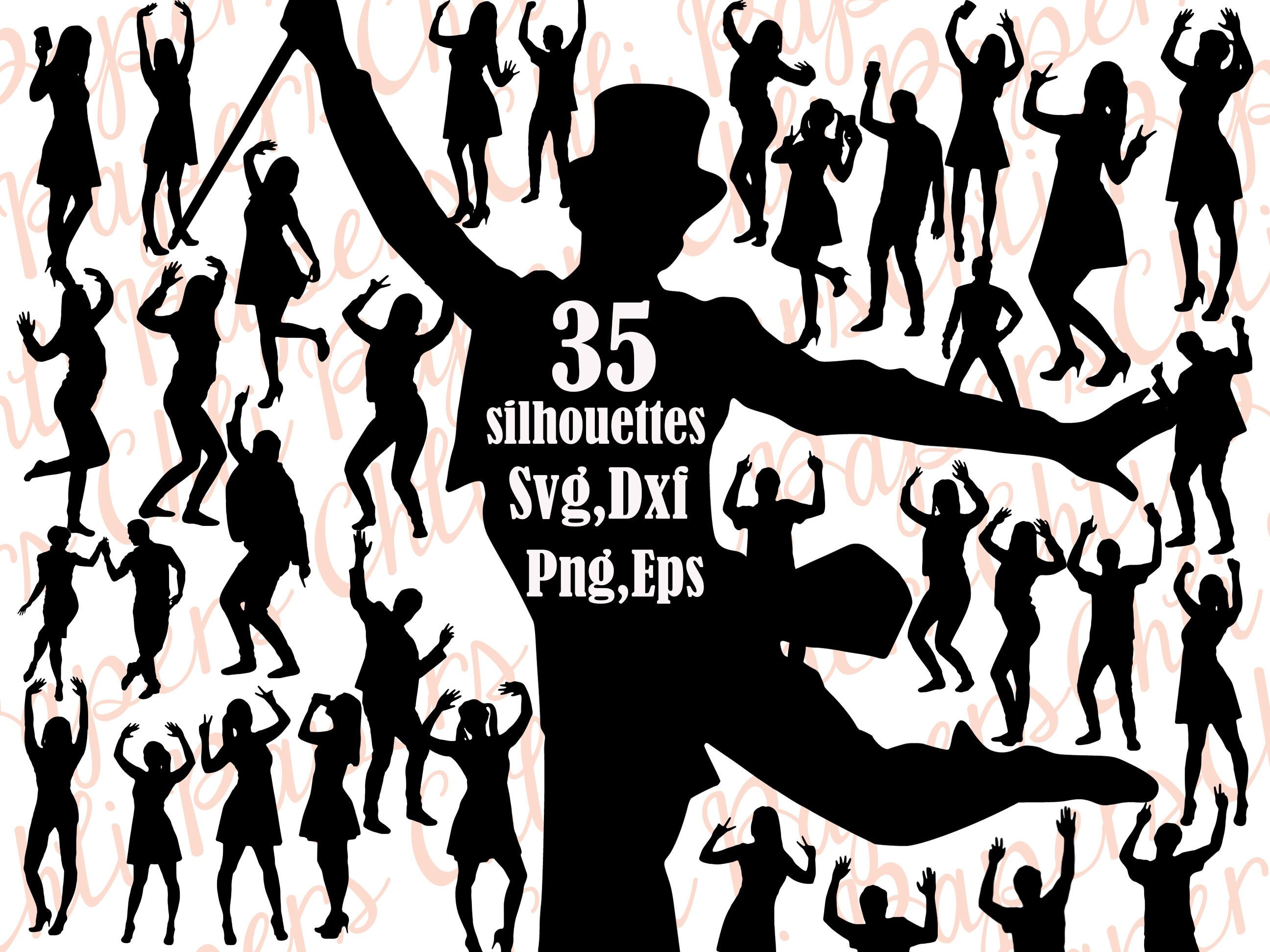 Dancing Silhouettes Svg: "DANCING CLIPART" Dancing People Svg,Dancer Clipart,Dancer cut files,Dancer Silhouettes,Cricut Svg,Dancing cut file