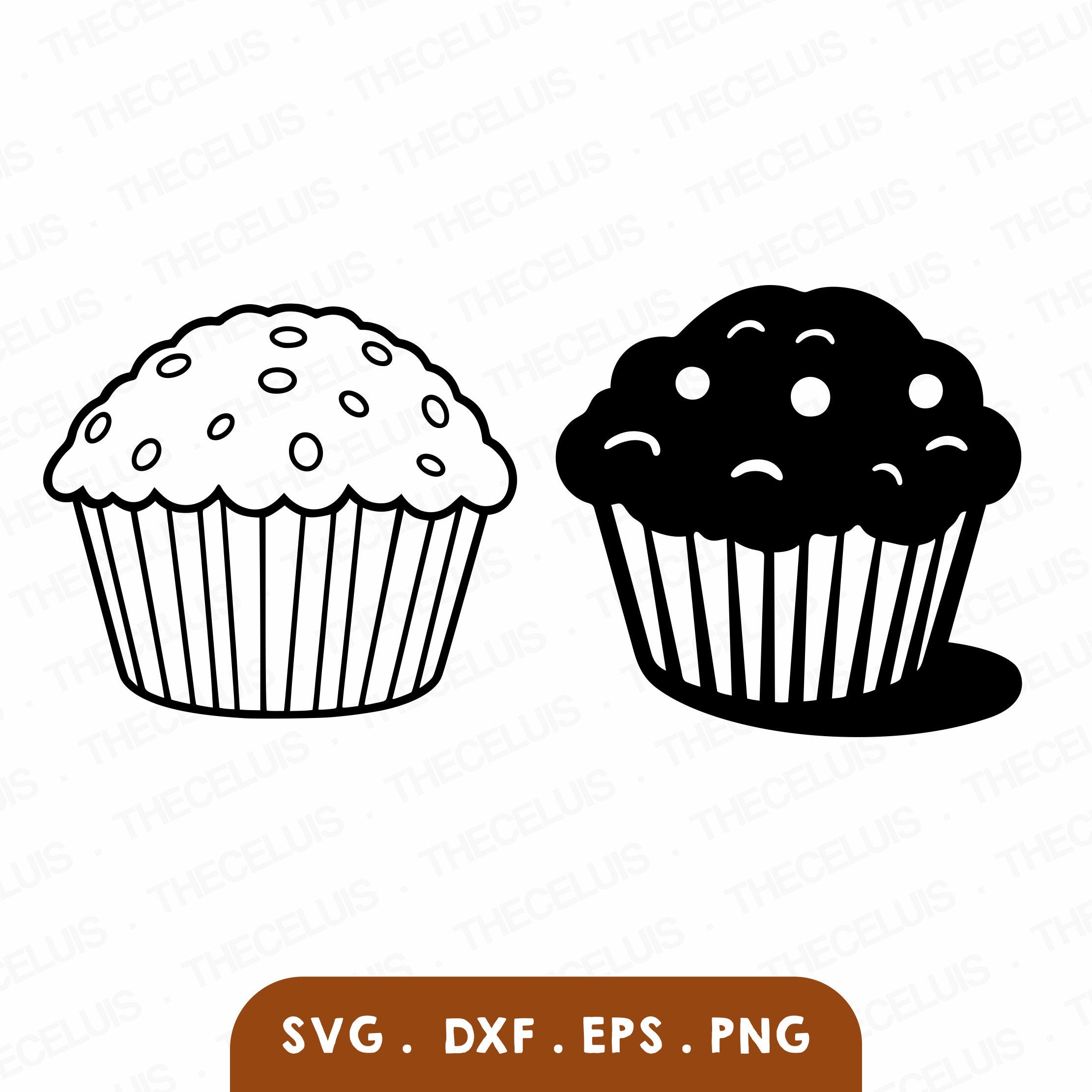 MUFFIN Svg, Dxf, Eps, Png File - Vinyl Cutting File, Food Clipart, Baking Digital File, Cricut, Silhouette Cameo, Instant Download