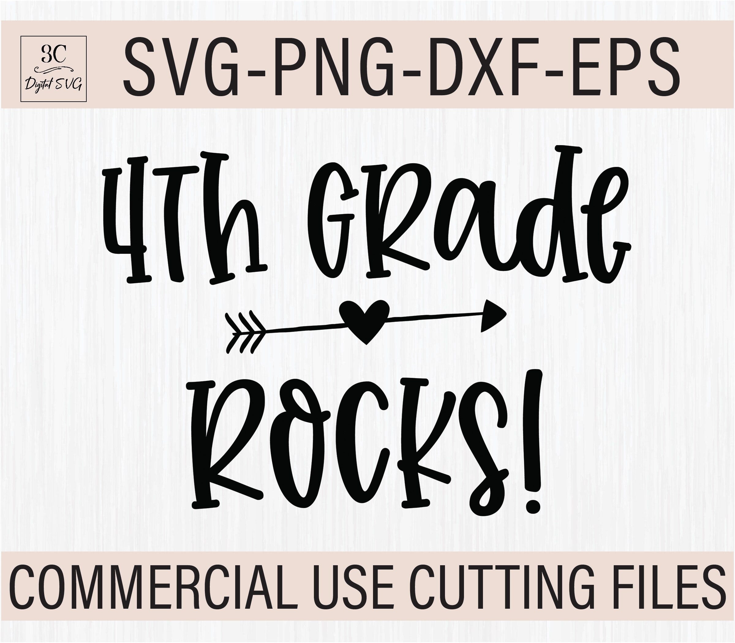 Fourth Grade SVG Files, 4th Grade Rocks Svg, Teacher Svg Cutting File, Teacher Shirt Svg, Fourth Grade Teacher Shirt Svg, Hello Fourth Grade