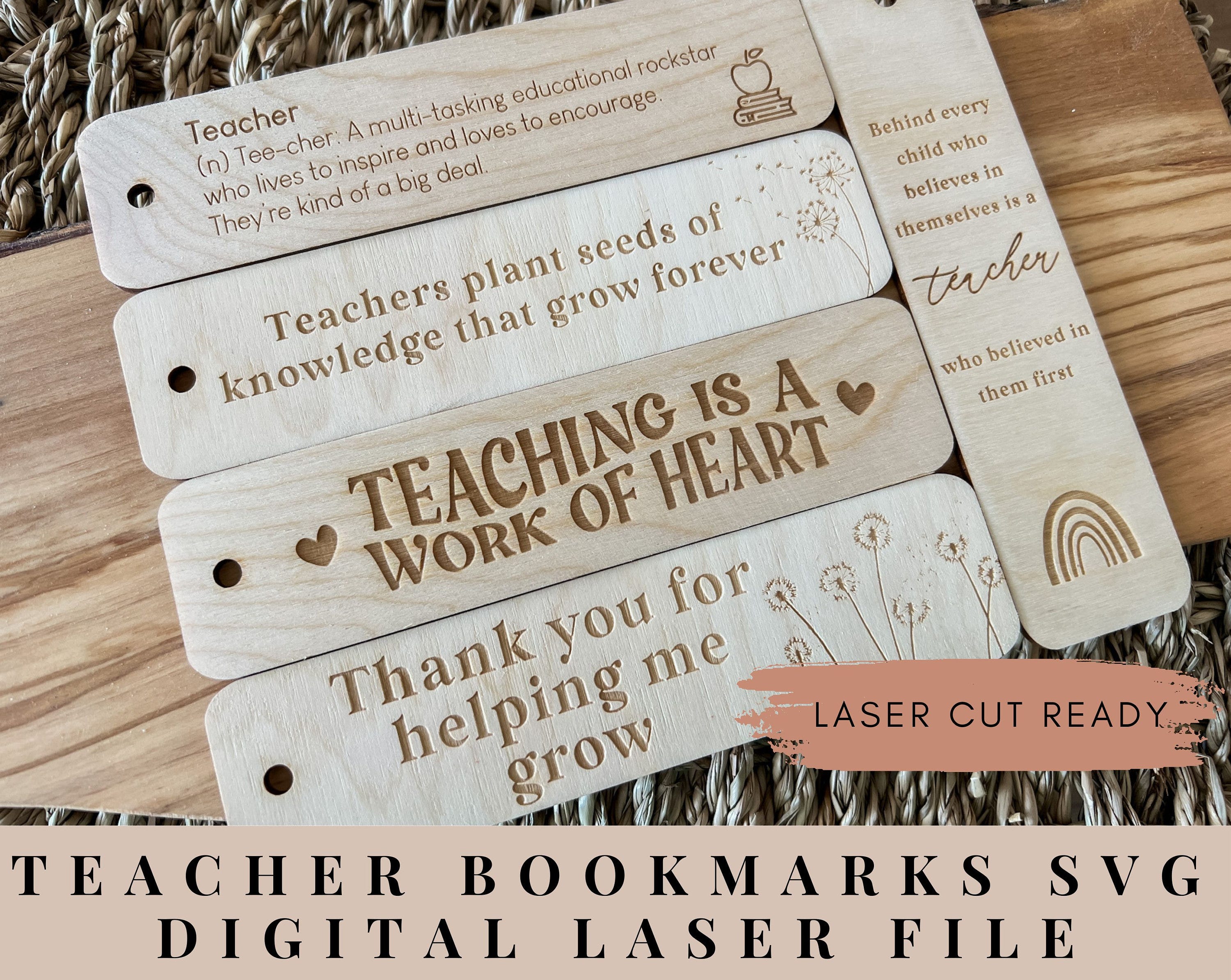 Thank you for helping me grow svg glowforge, Teacher bookmark svg, Gift for teacher, Teacher appreciation gift, End of year teacher gift