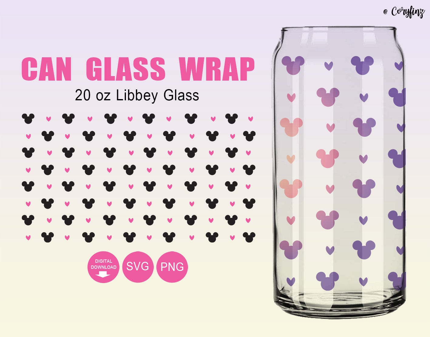 Mouse Glass Wrap Svg, 20oz Libbey Full Wrap Svg, Mickey mouse Wrap Svg, Mickey Wrap Svg, Mickey Svg, Digital Download File for Cricut