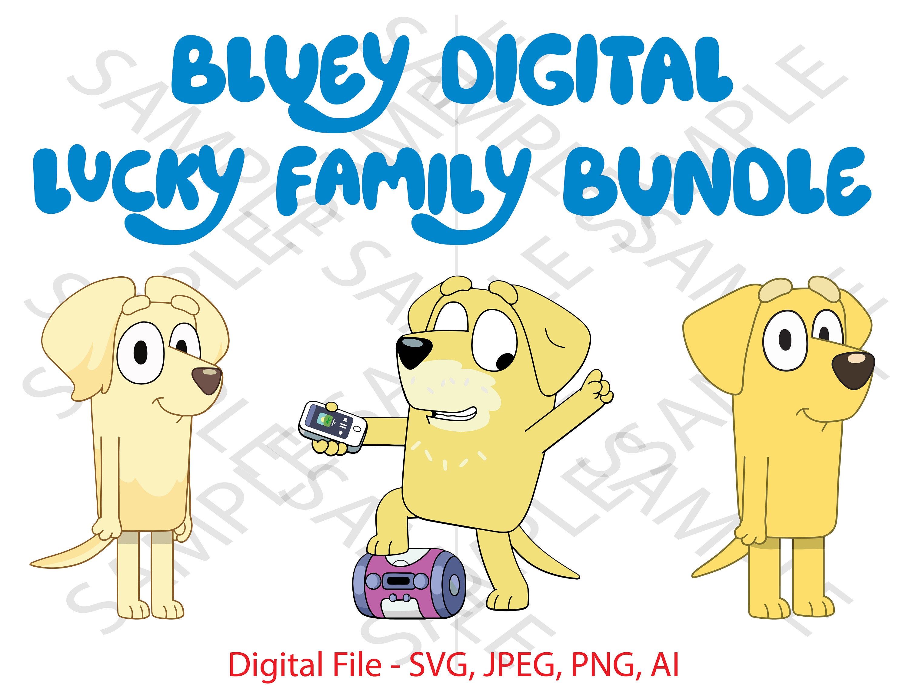 Bluey Show Lucky Family Bundle, Lucky Family, Bluey, Lucky SVG Bundle, Bluey Show SVG Bundle, Cartoon, Vinyl Cutting, Custom,