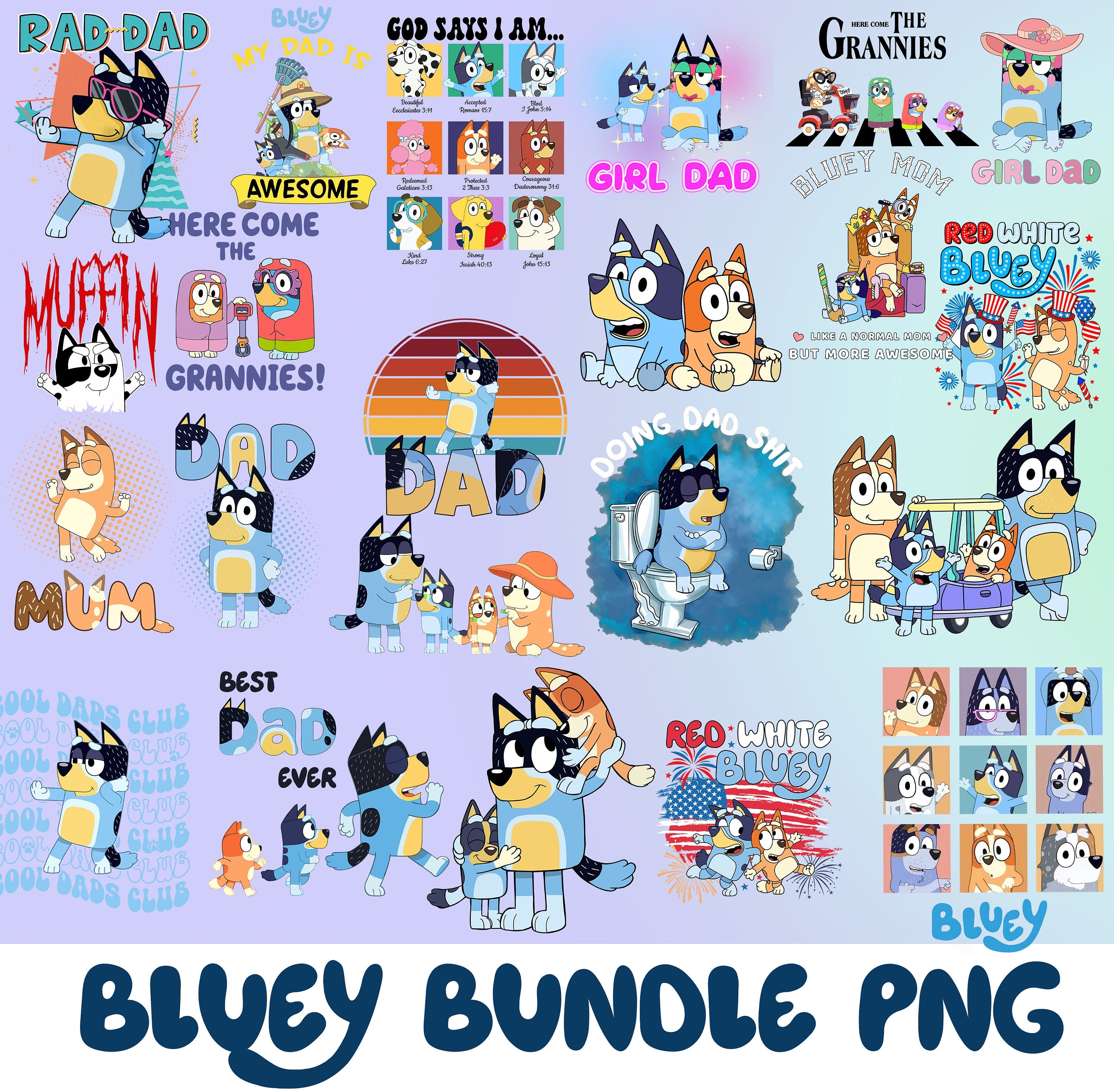 Mega Bluey Family Bundle Digital Download, Bluey Cut Files For Cricut, Bluey Clipart, Bluey And Bingo PNG, Bluey Family, Bluey Birthday