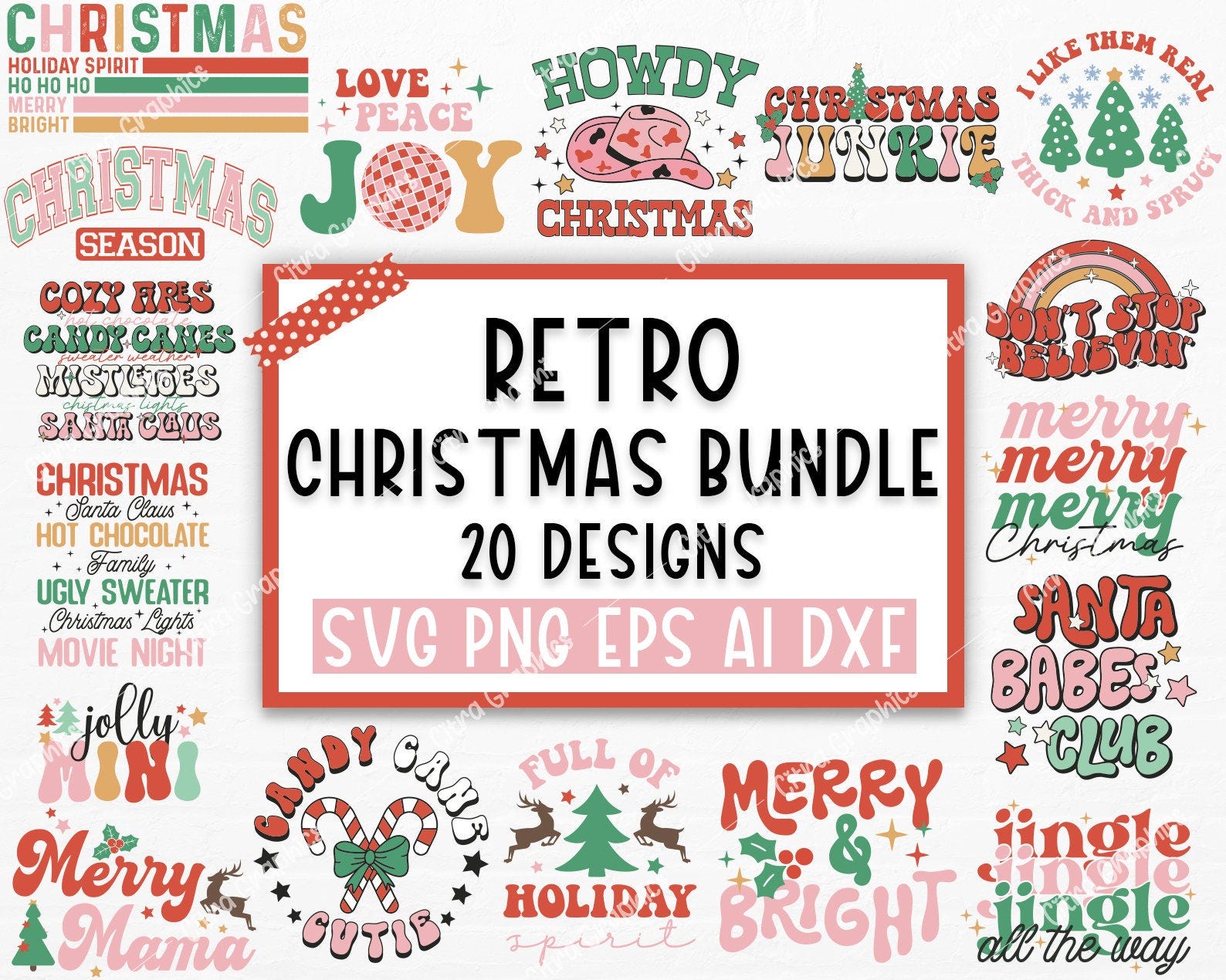 Retro Christmas SVG Bundle, Christmas Retro Svg, Funny Christmas Svg, Christmas Shirt Svg, Merry Christmas Svg, SVG files Cricut Silhouette