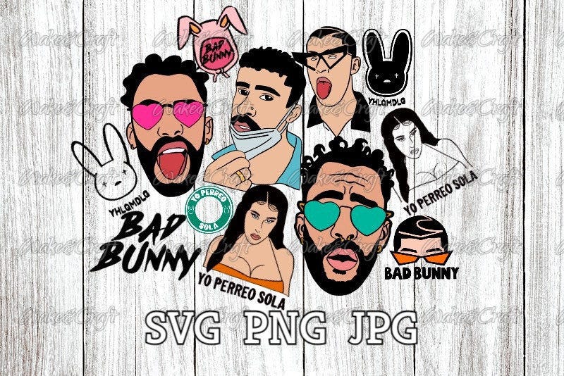 Bad Bunny Huge Clipart Bundle SVG, PNG, & JPG Instant Download