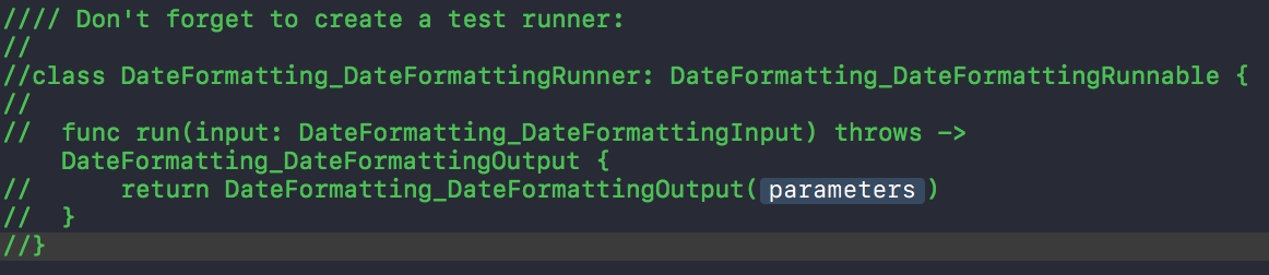 Test runner template code