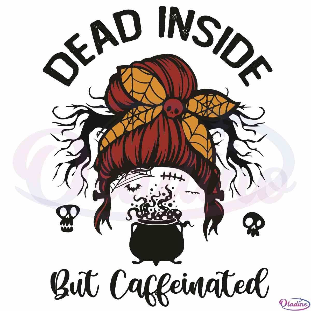 Halloween Messy Bun Caffeinated Silhouette Sublimation SVG Files