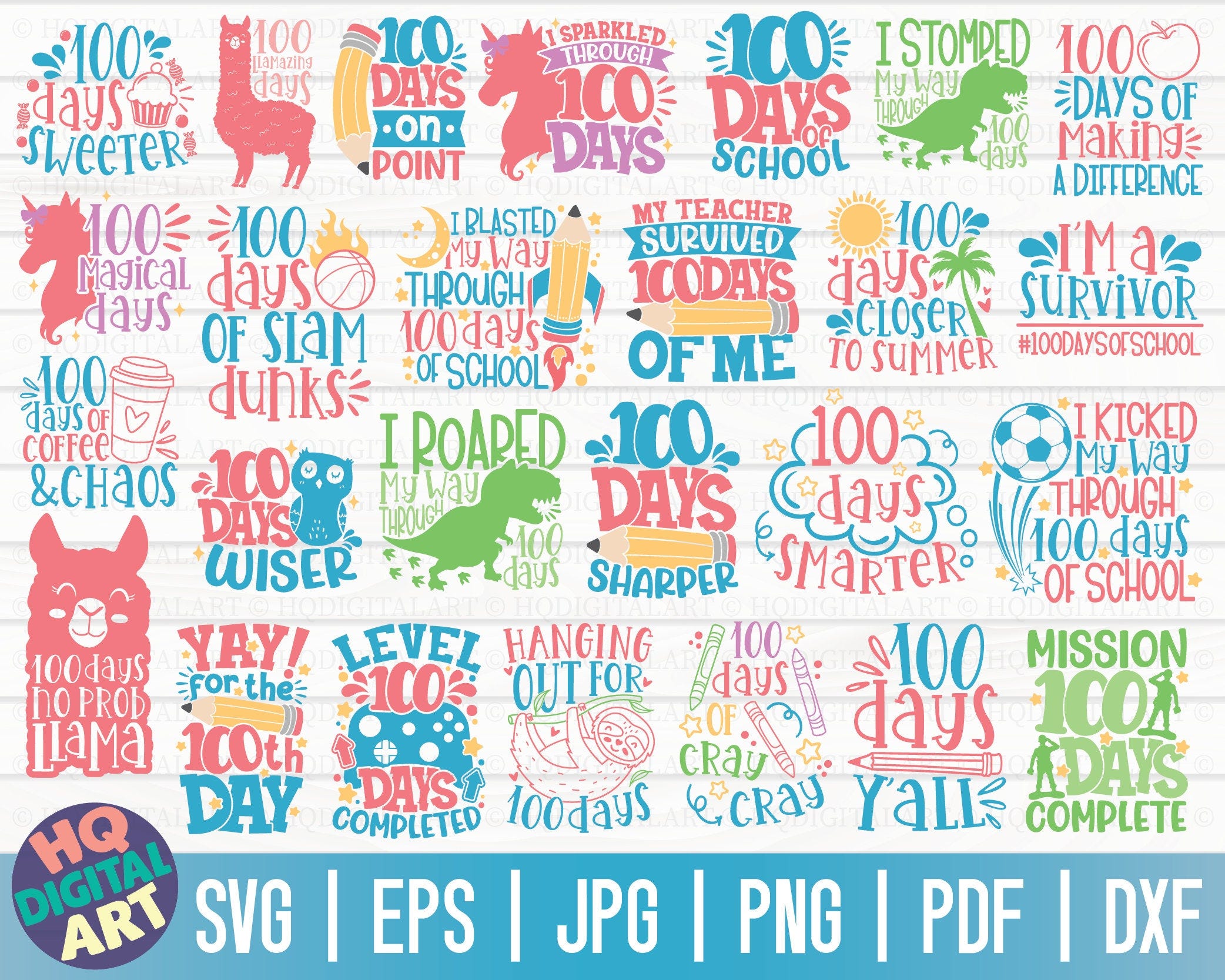 100 days of school SVG Bundle ONE / 100 days SVG / Free Commercial Use / Cut Files for Cricut / vector / instant download