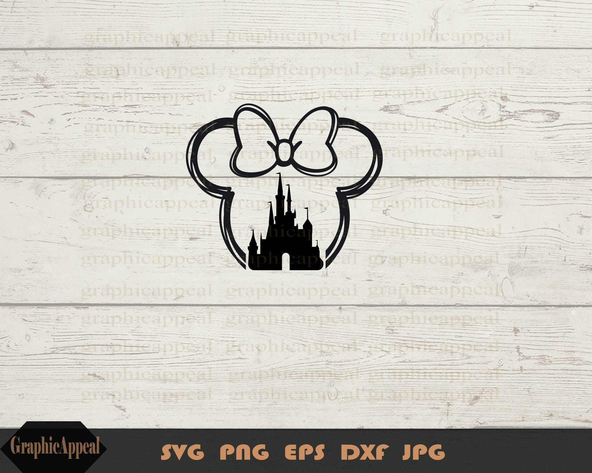 Magical Mouse Outline Svg, Castle, Hairbow, Head, Icon, Digital Download, Cut File, JPEG PNG SVG Dxf