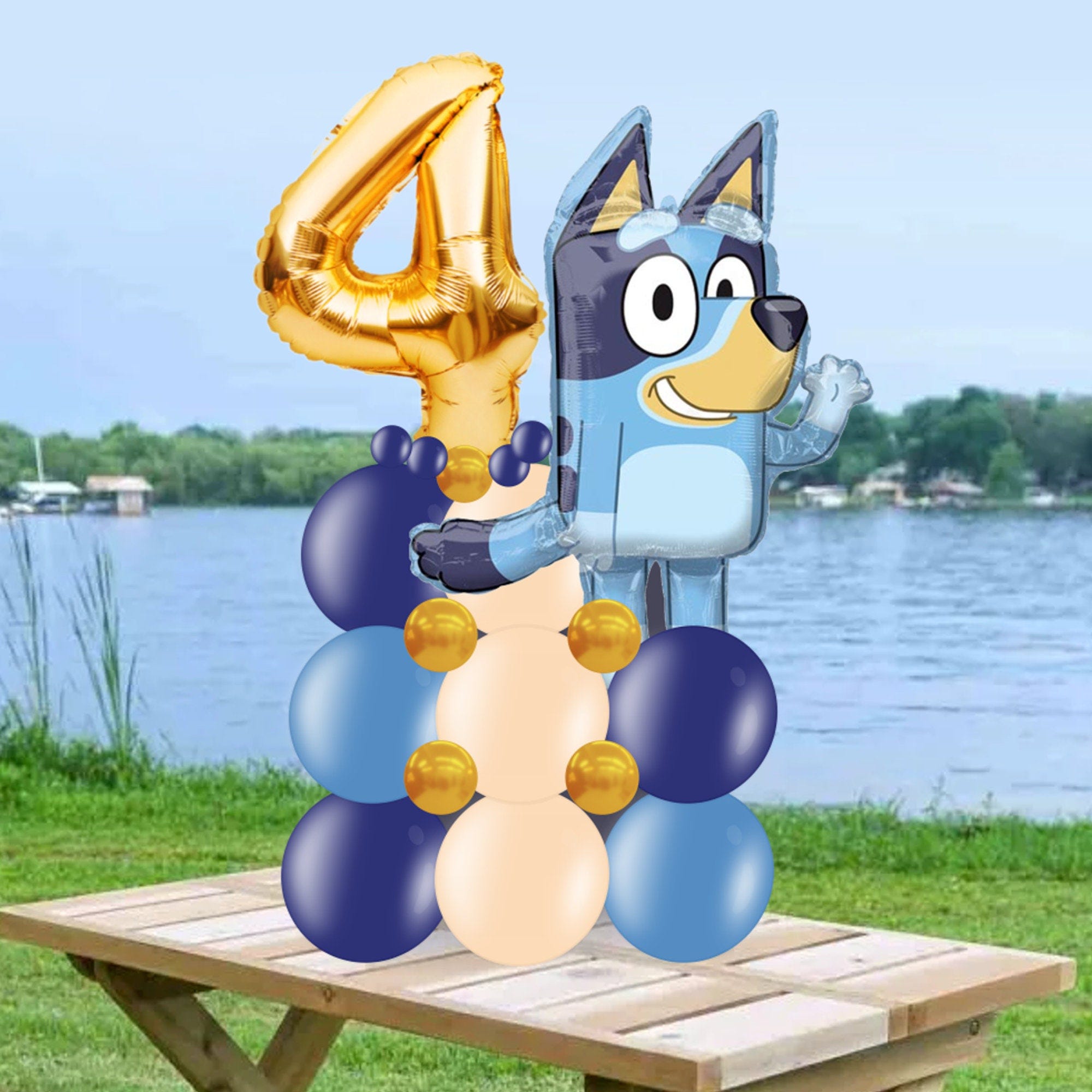 Bluey Balloon Sculpture, Birthday Balloon Centerpiece, Bluey Balloon Stack, Bluey Party Decoration Kit, Bluey Birthday Party