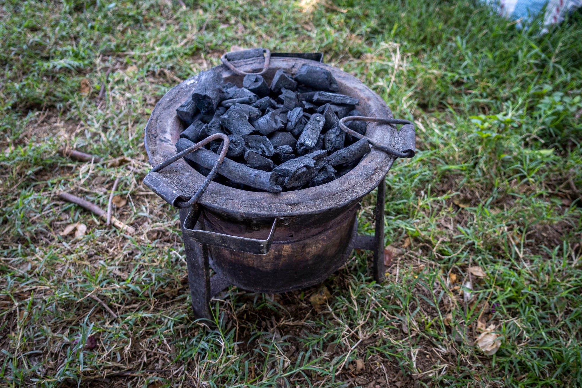 The charcoal fueled stove Tom used for cooking