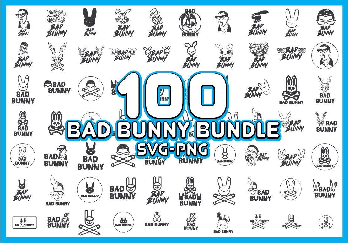 100 Bad Bunny SVG PNG Bundle - Instant Download